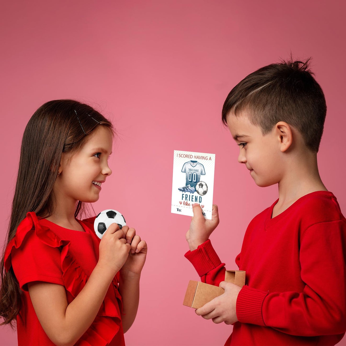 Syhood 36-Pack Valentine's Day Soccer Card & Foam Stress Balls for Kids
