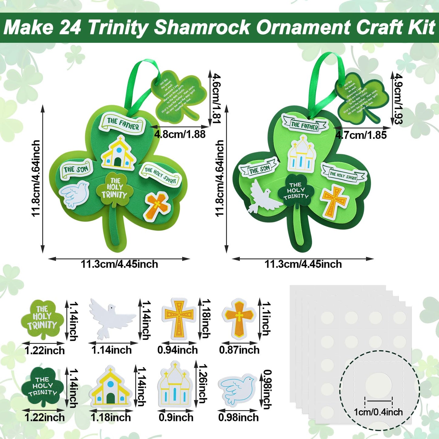 Syhood 24-Set Trinity Shamrock Craft Kit for St. Patrick's Day – Bible Crafts for Sunday School, VBS & Home Activities