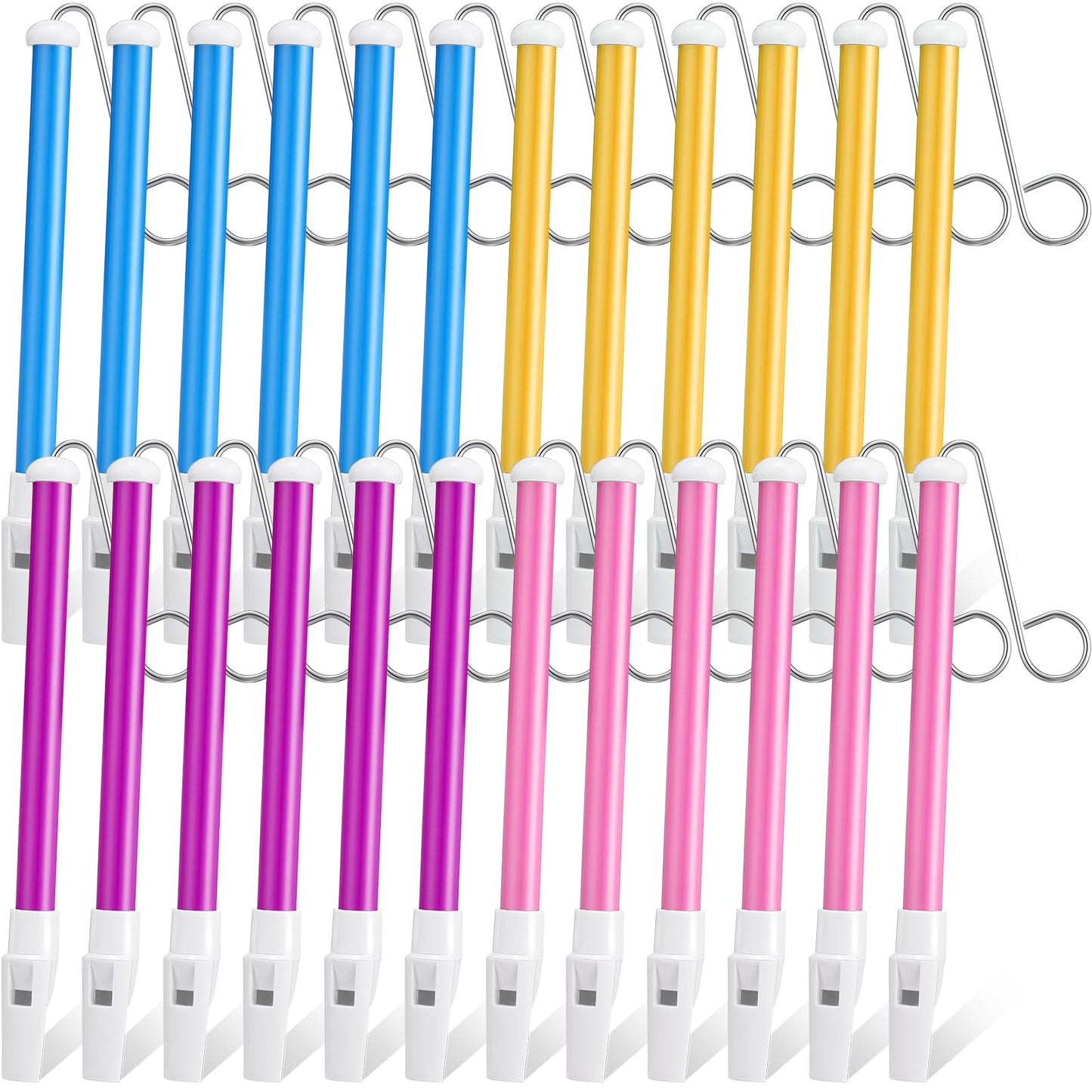 Syhood 24 Pcs Slide Whistle Set – 4 Colors, Plastic/Metal, Kids & Adults