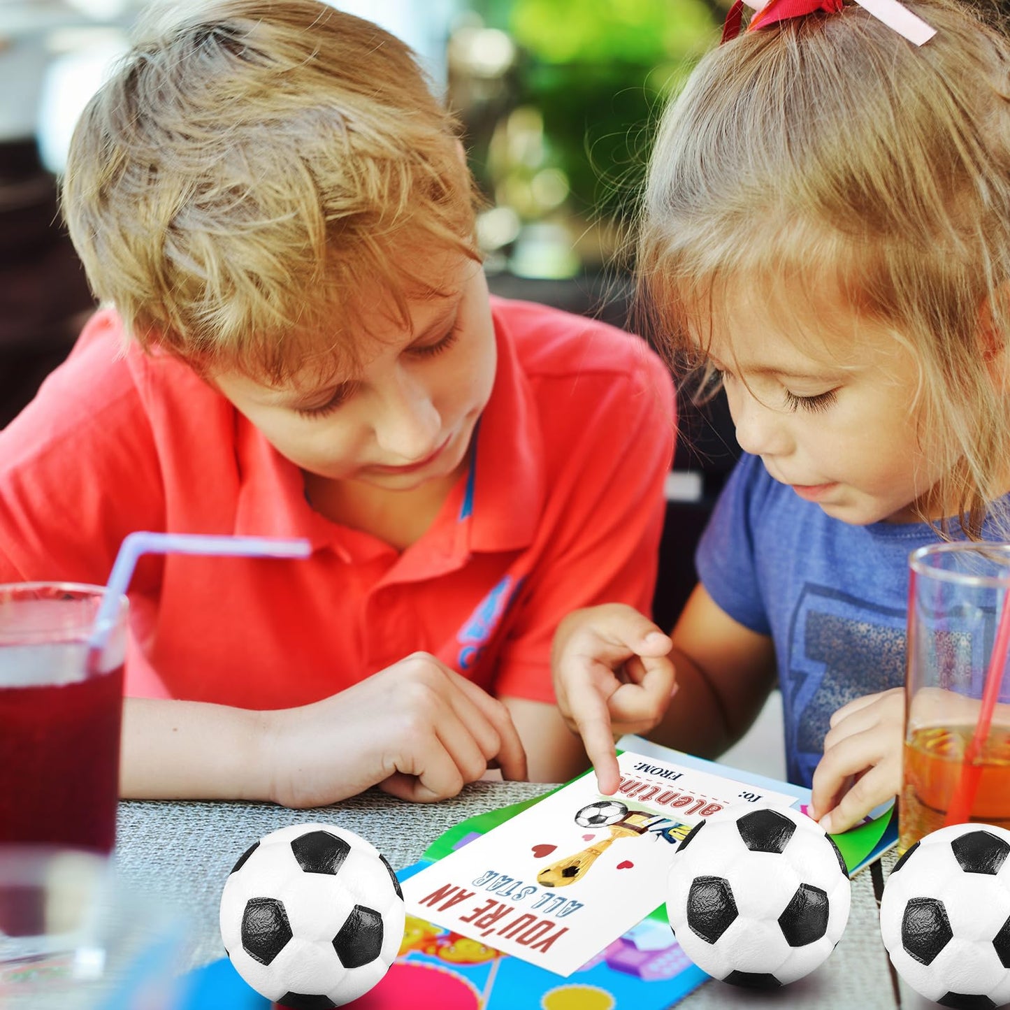 Syhood 36-Pack Valentine's Day Soccer Card & Foam Stress Balls for Kids