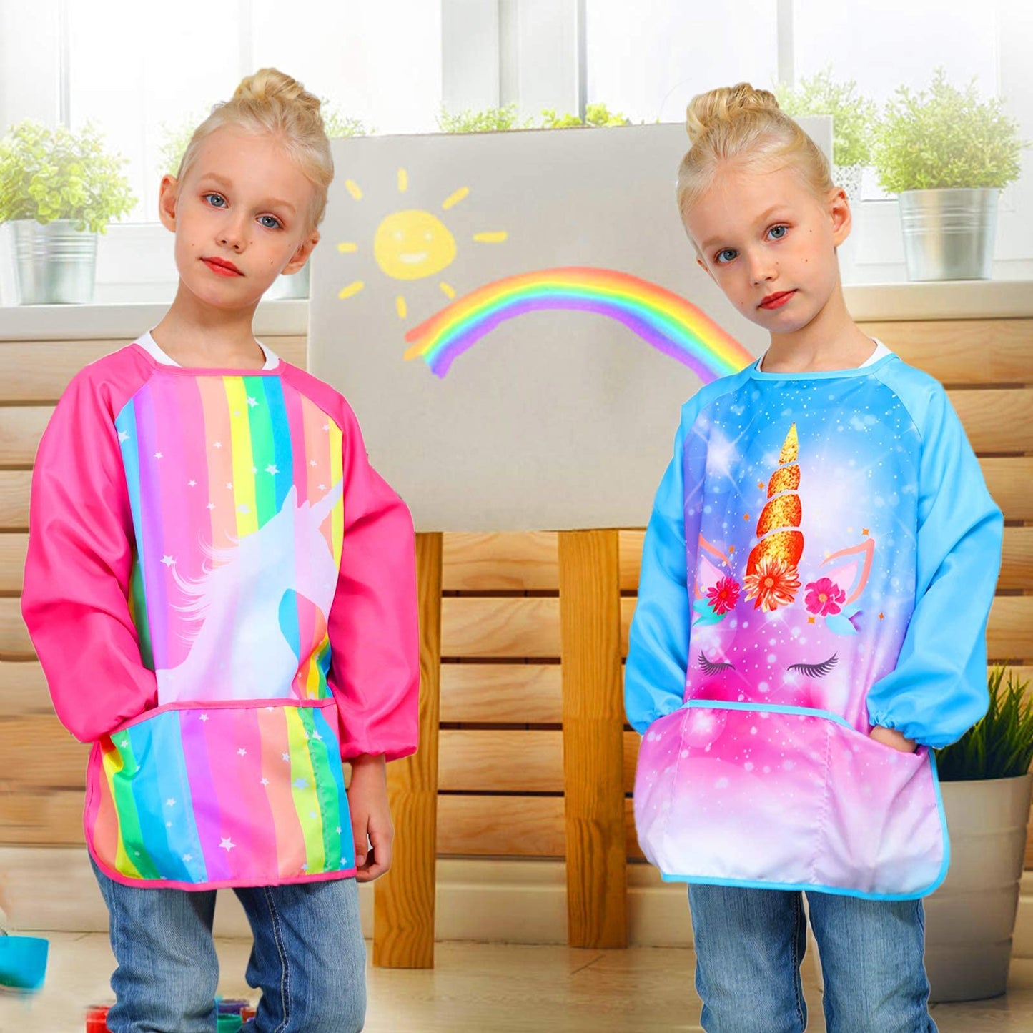 Sylfairy Art Smock for Kids – Waterproof Toddler Painting Apron