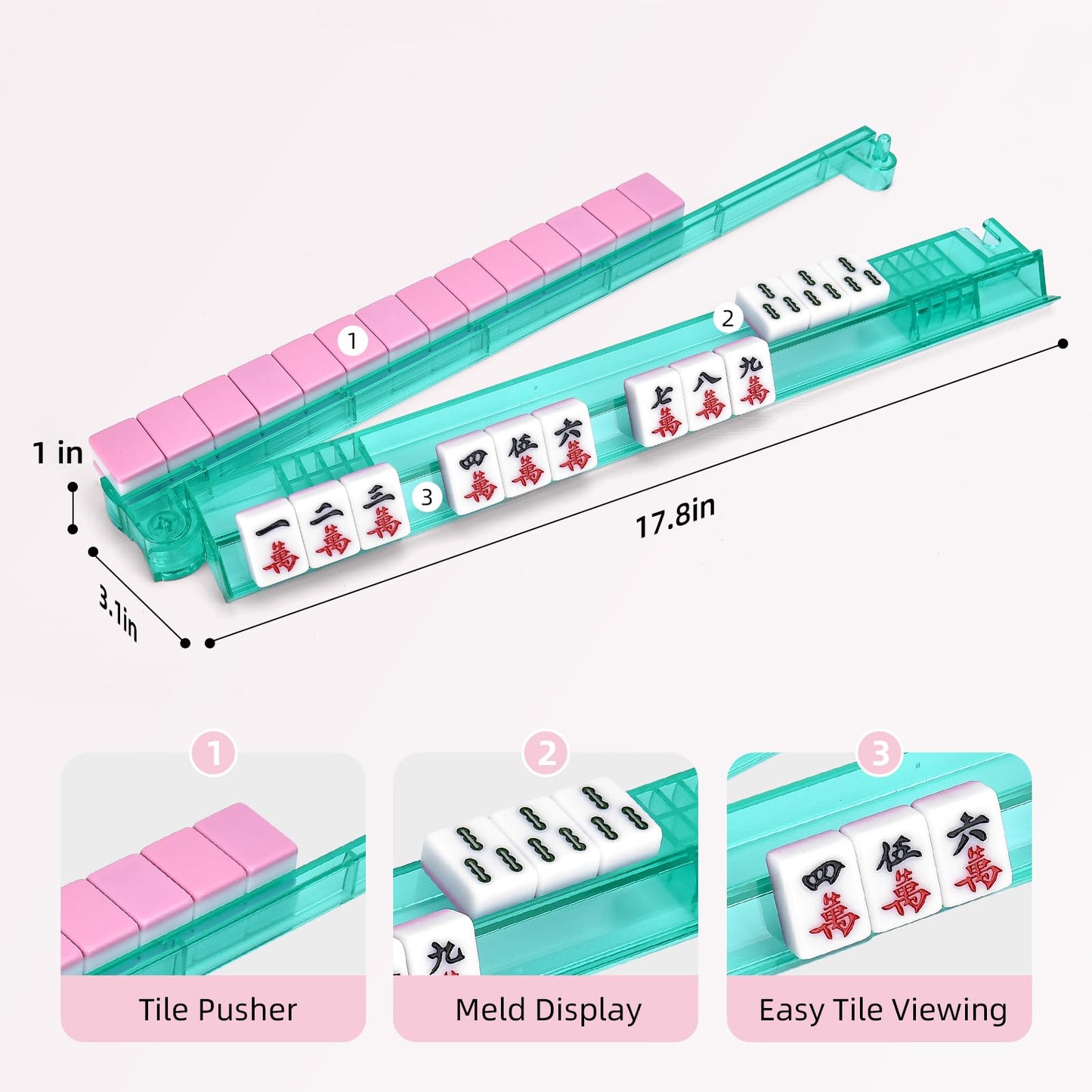 SYMORIN Non-Slip Mahjong Racks with Pushers – 4-Pack Clear Acrylic, Gift-Ready