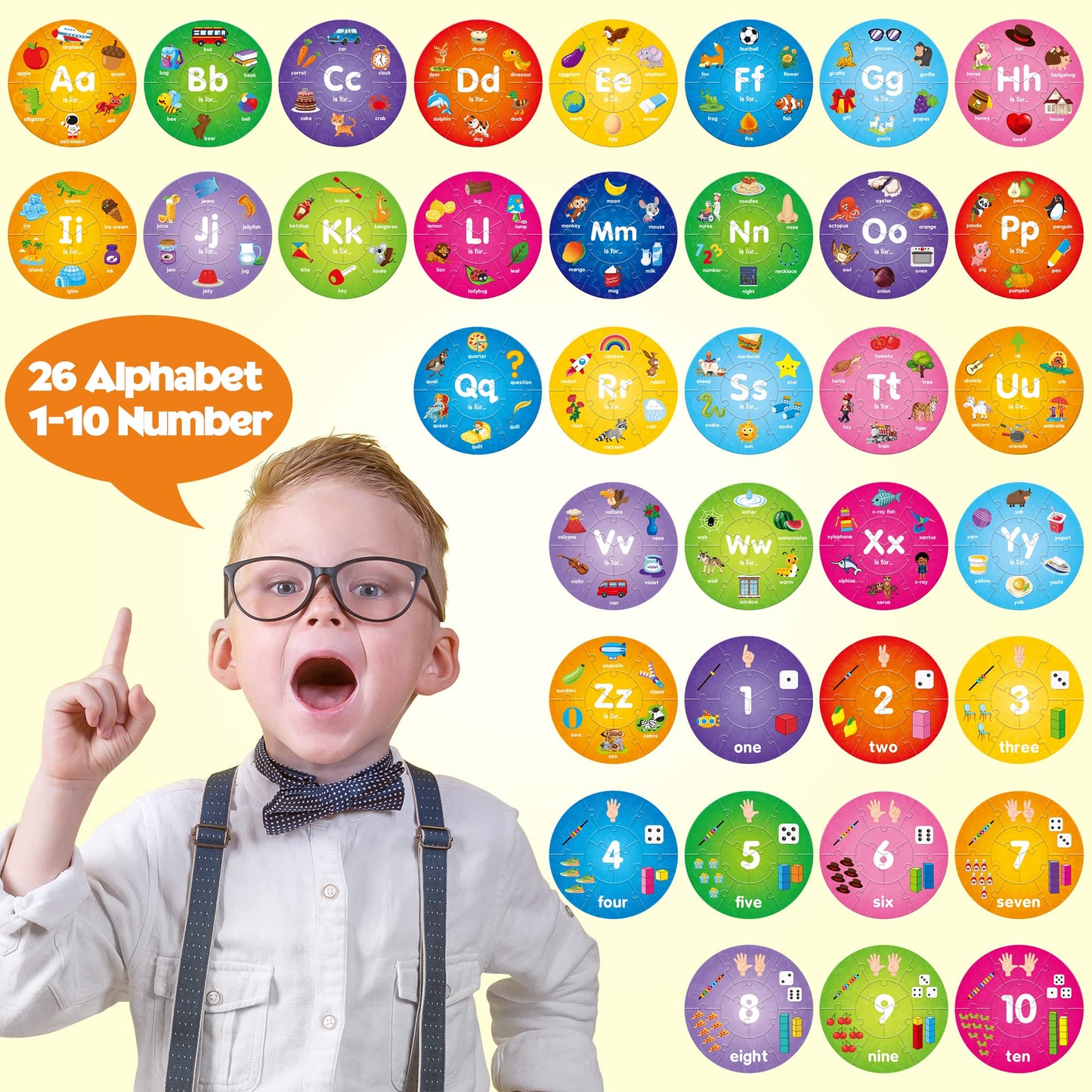 SYNARRY Alphabet & Number Puzzle Set for Kids 3-8 – ABC & 1-10 Educational Toys