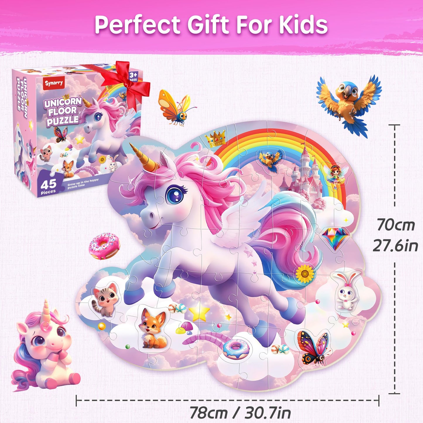 SYNARRY Unicorn Floor Puzzle – 45-Piece Double-Sided Puzzle for Kids 3-8