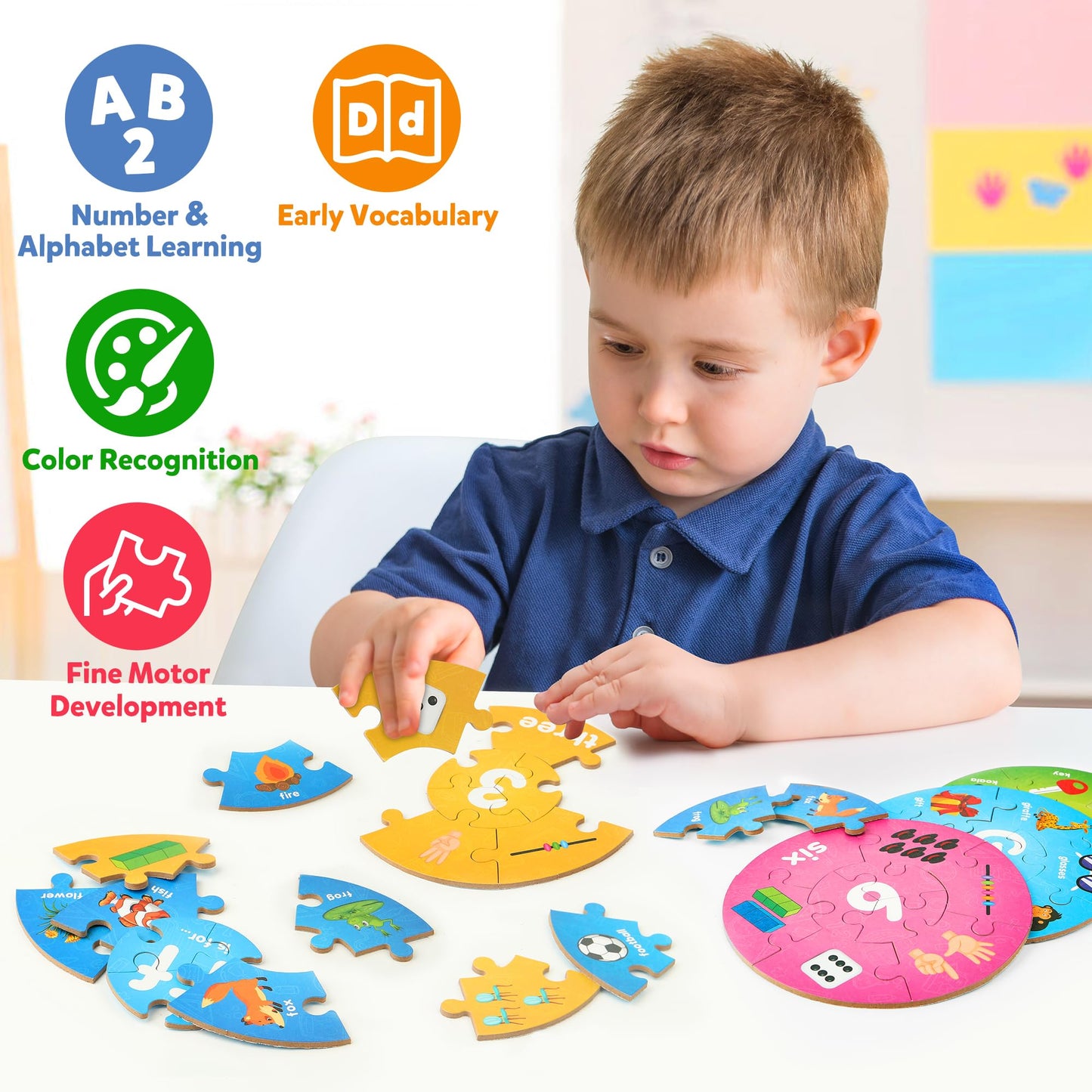 SYNARRY Alphabet & Number Puzzle Set for Kids 3-8 – ABC & 1-10 Educational Toys