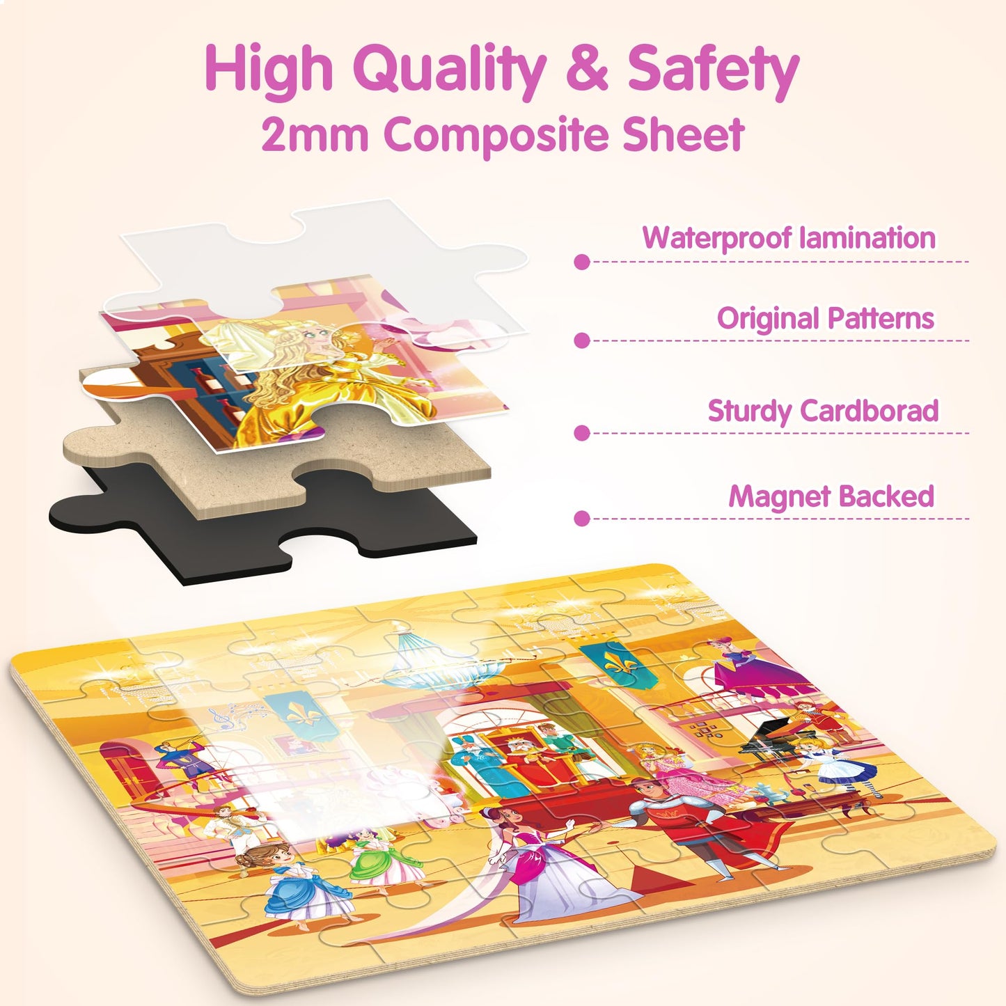 SYNARRY Princess Fairy Magnetic Puzzles for Toddlers – 36-Piece Travel Puzzles for Kids 4-6
