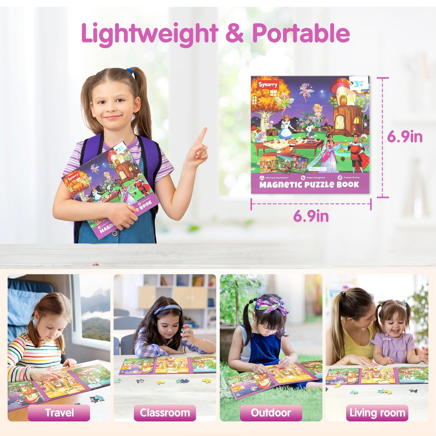 SYNARRY Princess Fairy Magnetic Puzzles for Toddlers – 36-Piece Travel Puzzles for Kids 4-6