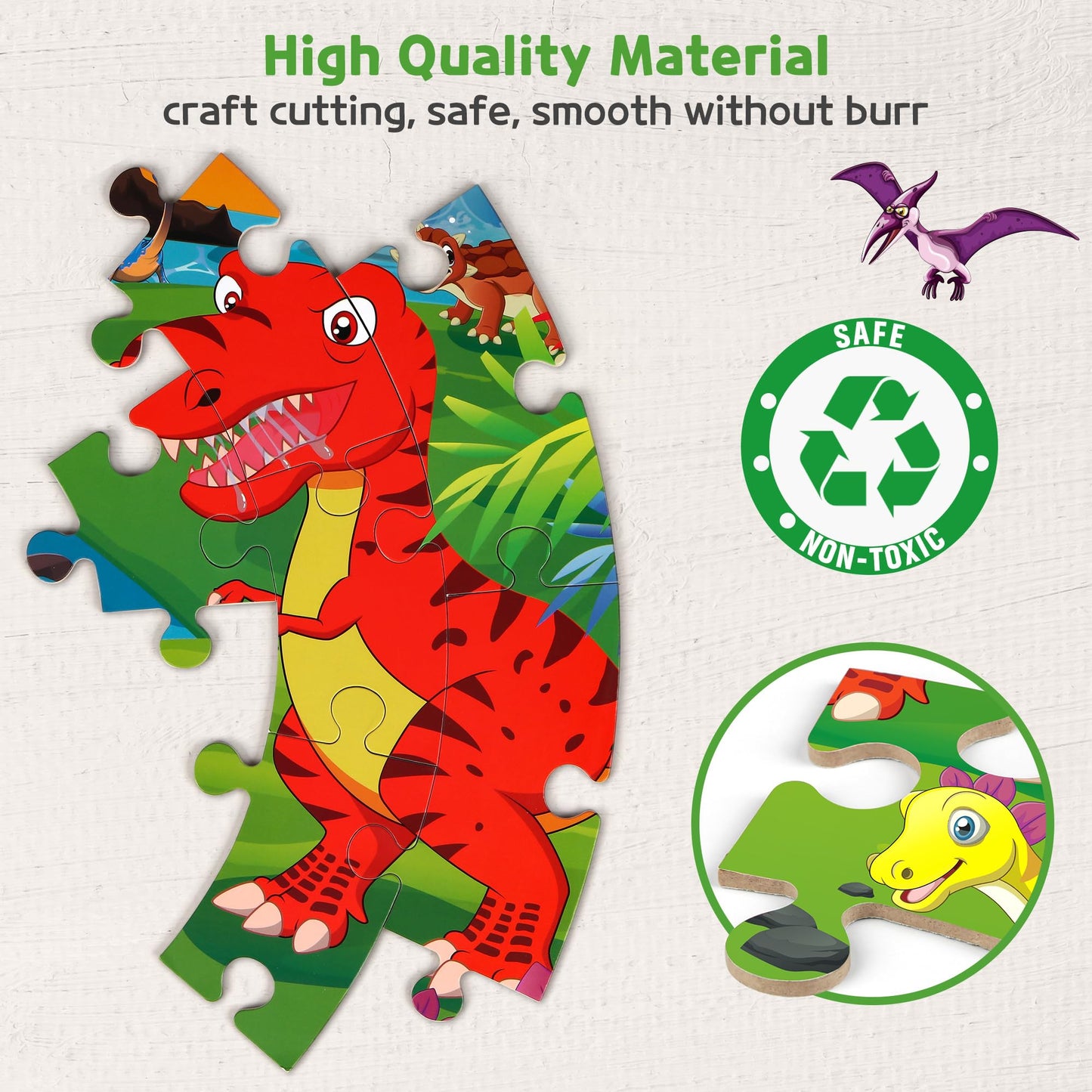 SYNARRY Dinosaur Floor Puzzle - 70-Piece Giant Round Puzzle for Kids 3-8 | Educational Gift