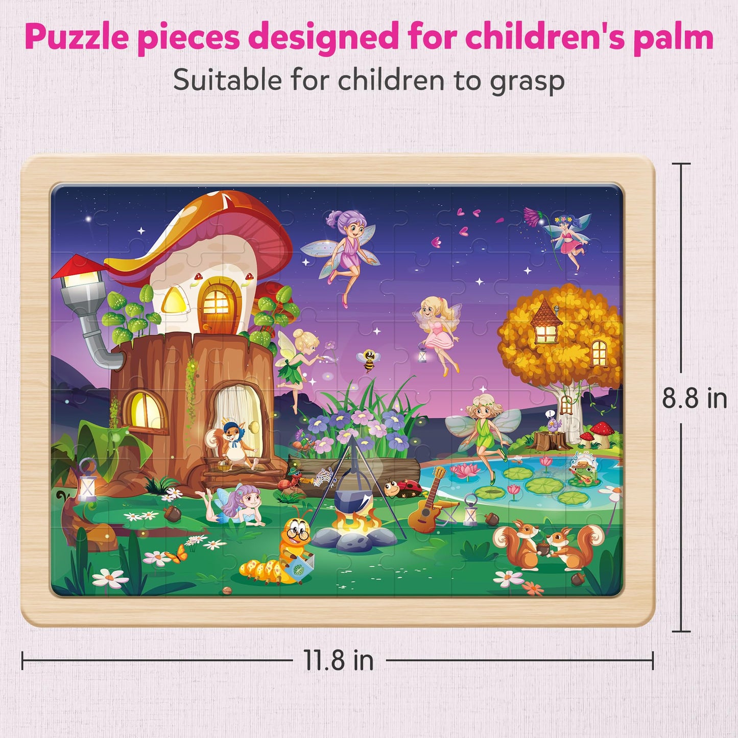SYNARRY Unicorn Mermaid Princess Fairy Wooden Puzzles – 6-Pack, 60-Piece Jigsaws for Kids