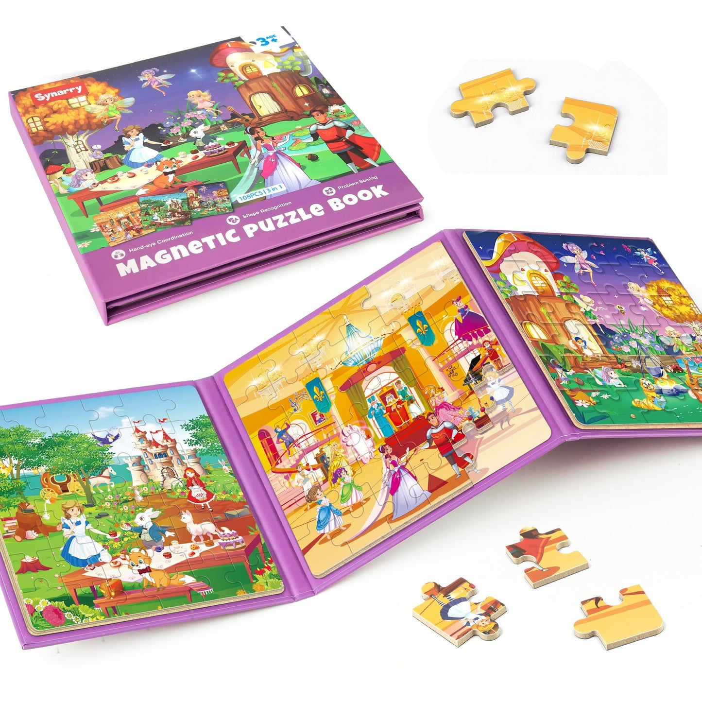 SYNARRY Princess Fairy Magnetic Puzzles for Toddlers – 36-Piece Travel Puzzles for Kids 4-6