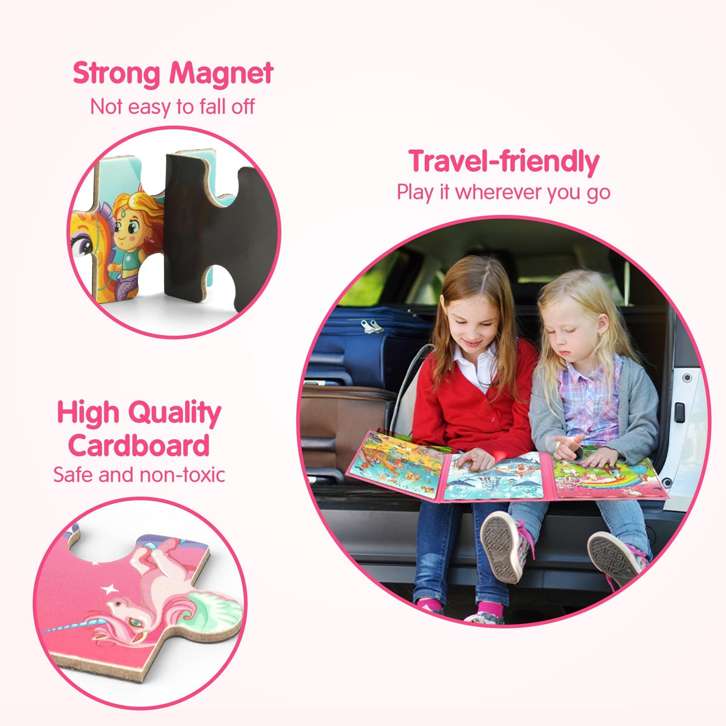 SYNARRY Unicorn Princess Mermaid Magnetic Puzzles – 36-Piece Travel Puzzles for Toddlers (Ages 3-8)