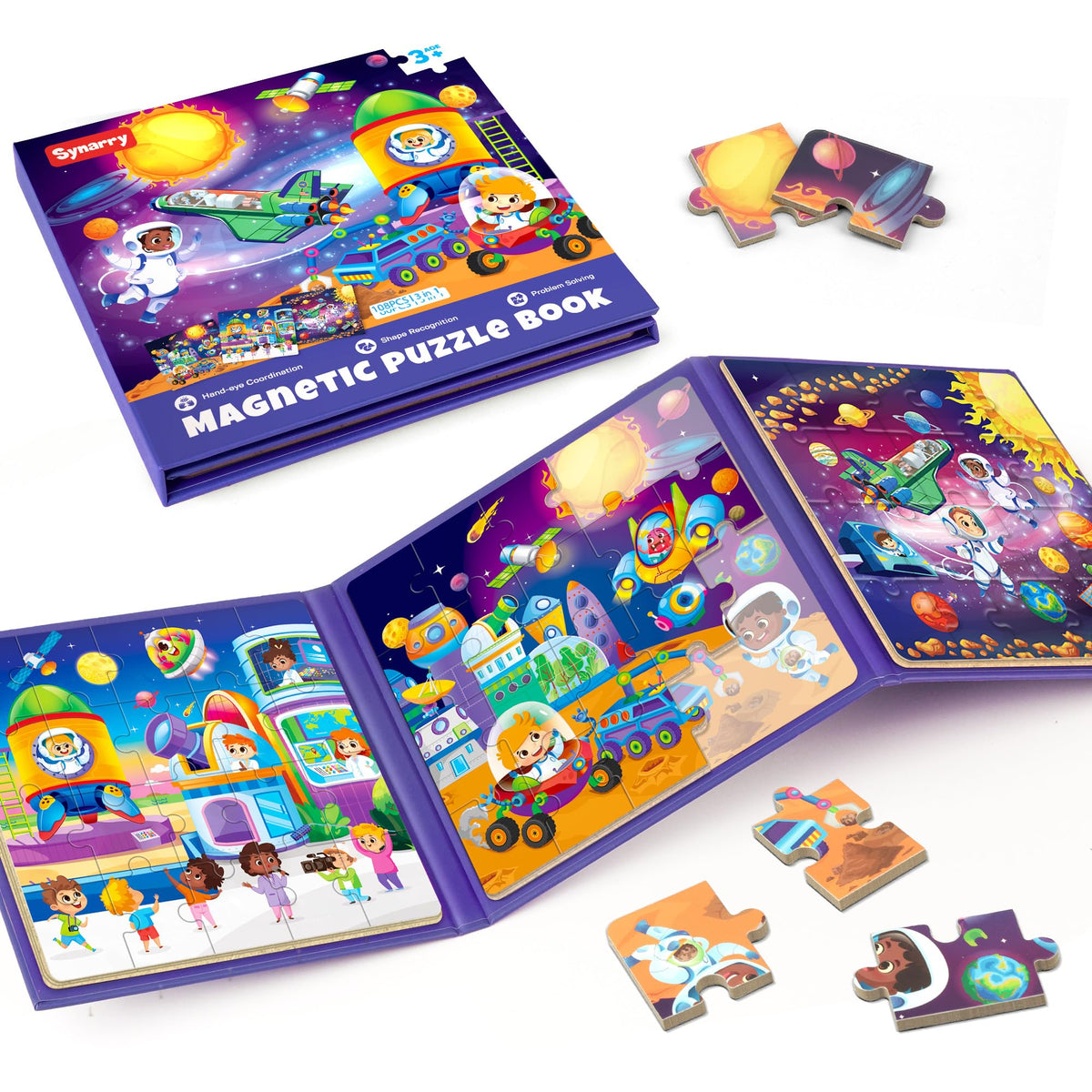 SYNARRY Magnetic Puzzles for Kids 3-5: Space Planets Solar System Travel Puzzles