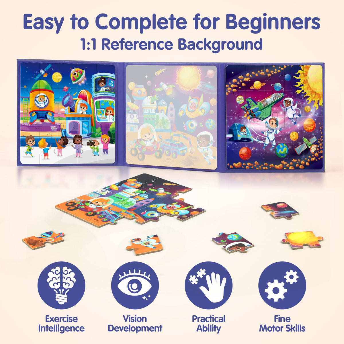 SYNARRY Magnetic Puzzles for Kids 3-5: Space Planets Solar System Travel Puzzles