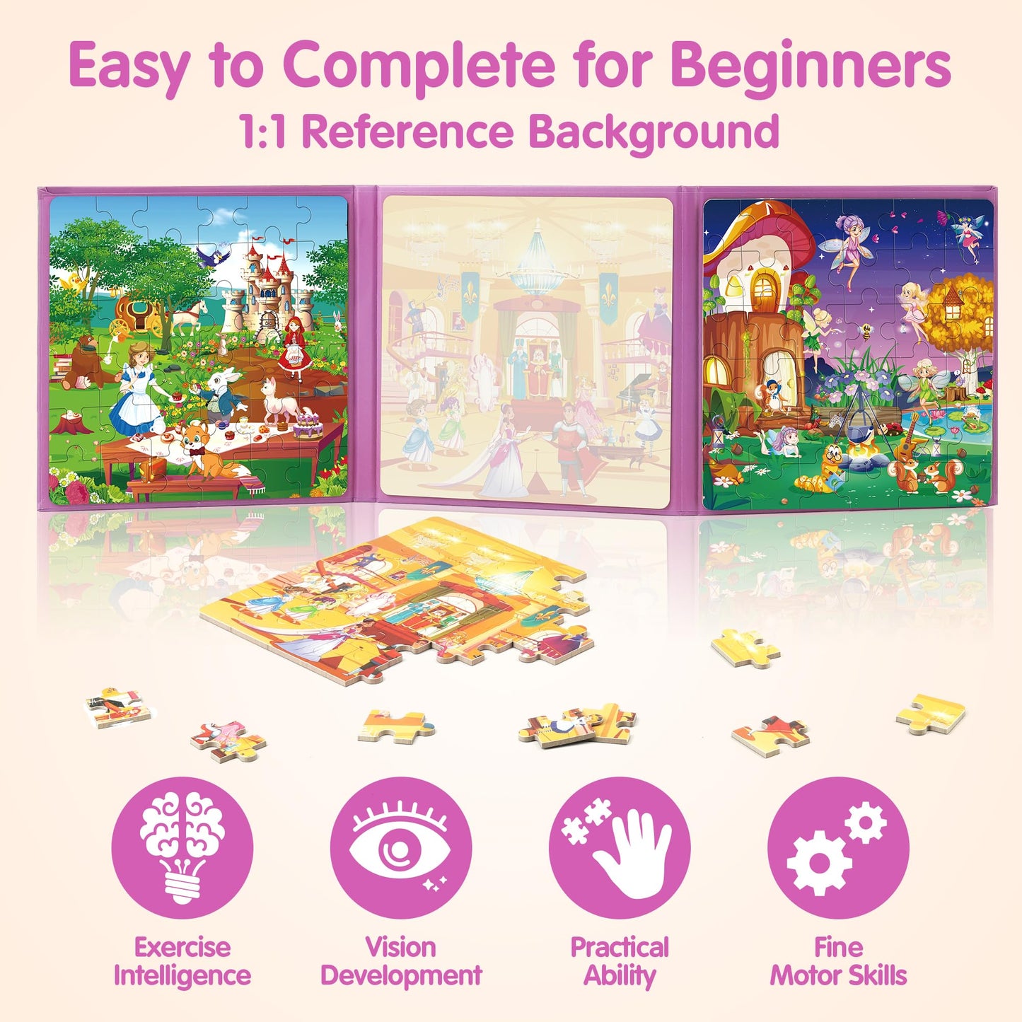 SYNARRY Princess Fairy Magnetic Puzzles for Toddlers – 36-Piece Travel Puzzles for Kids 4-6
