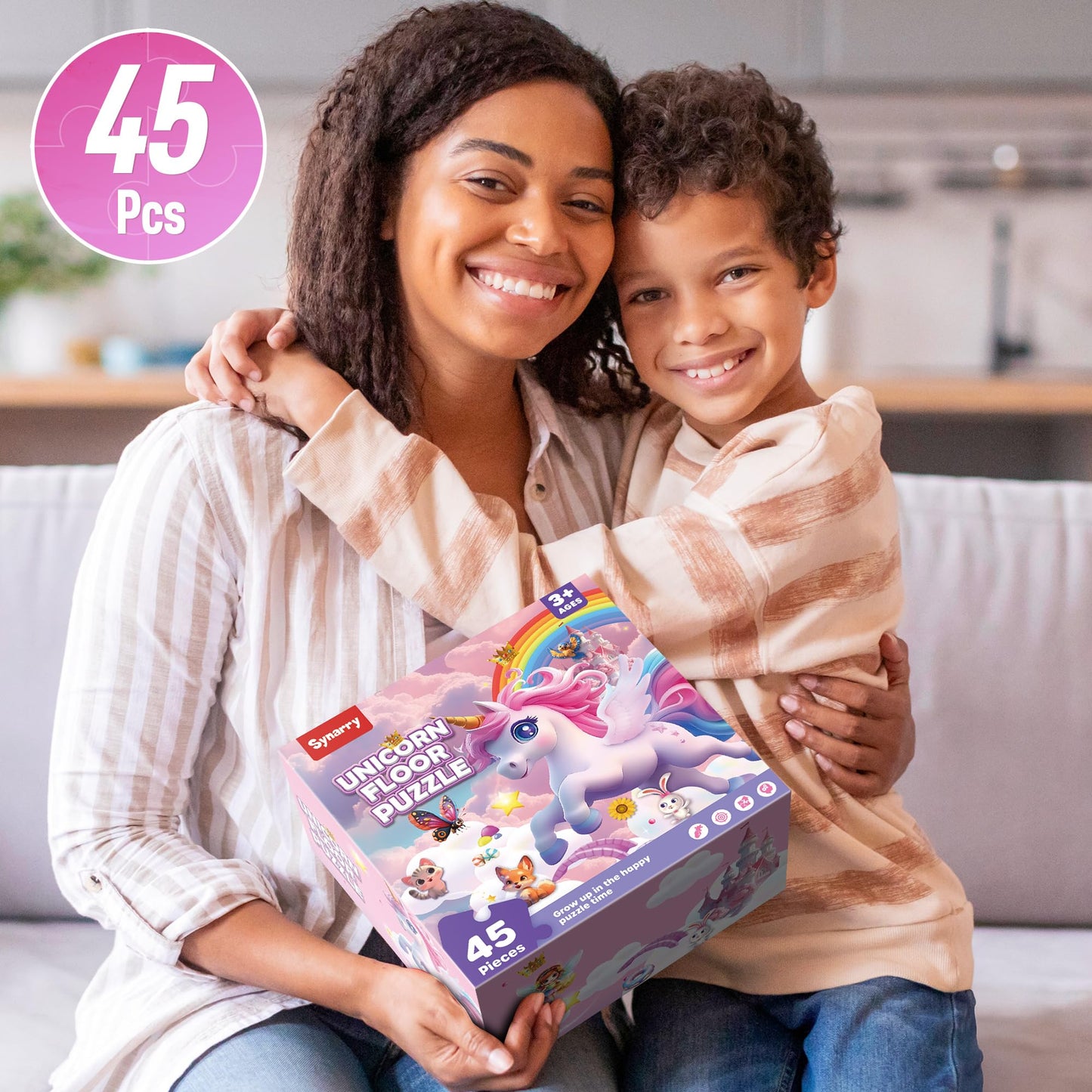 SYNARRY Unicorn Floor Puzzle – 45-Piece Double-Sided Puzzle for Kids 3-8
