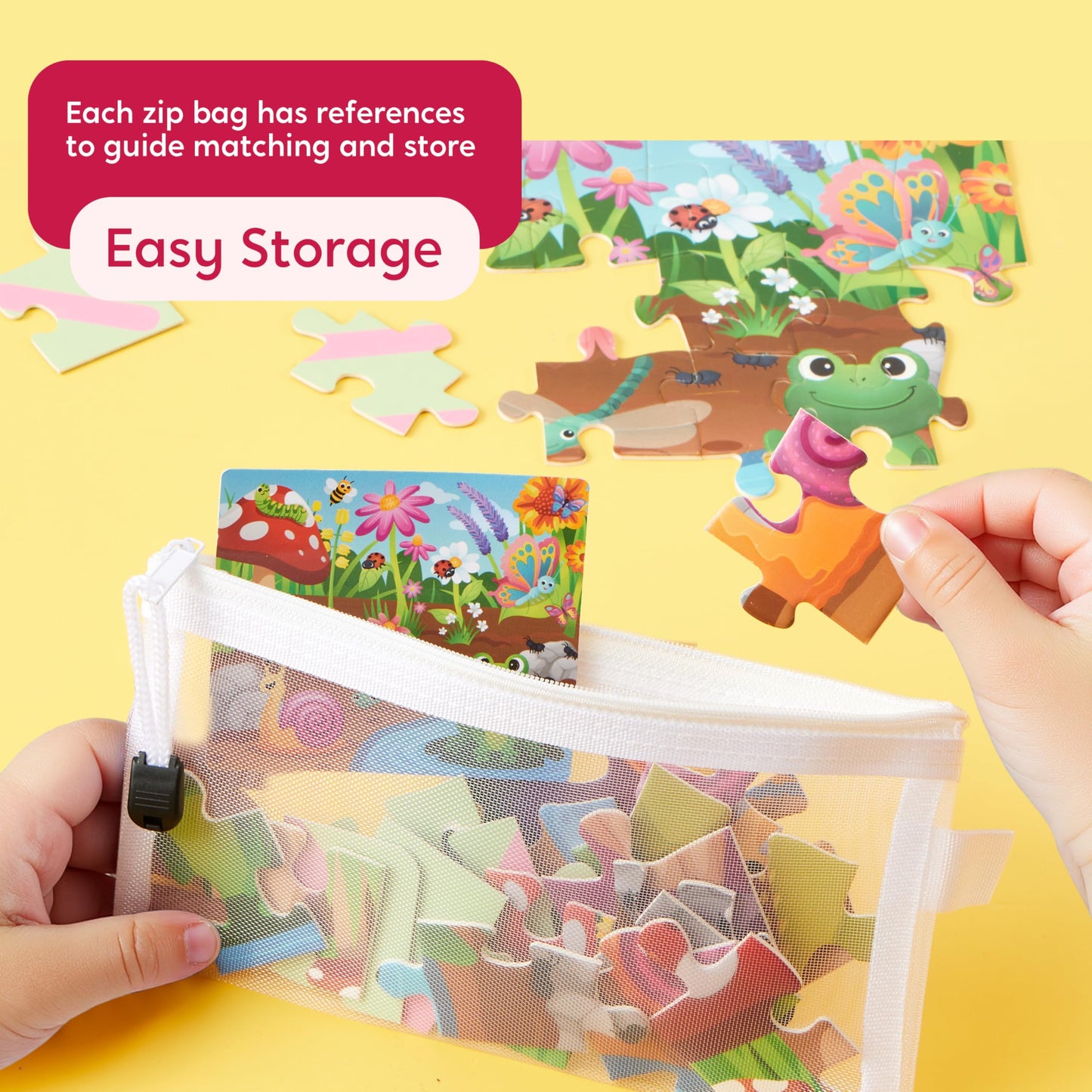 SYNCFUN 4-in-1 Animal Wooden Puzzles – Glow in the Dark Montessori Puzzles for Toddlers 3-5 (Farm, Ocean, Zoo, Insect)