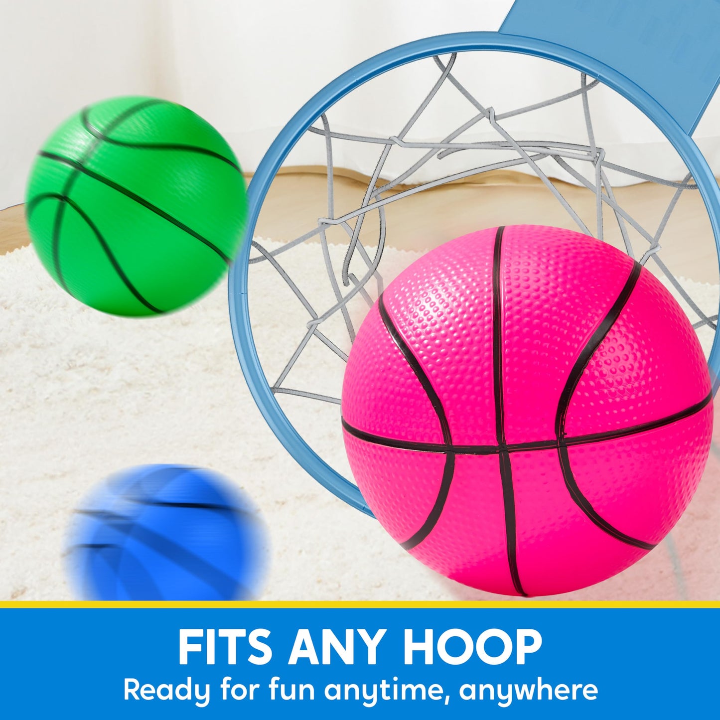 SYNCFUN 6 PCS Mini Basketball Set — 5-Inch Colorful Balls with Pump