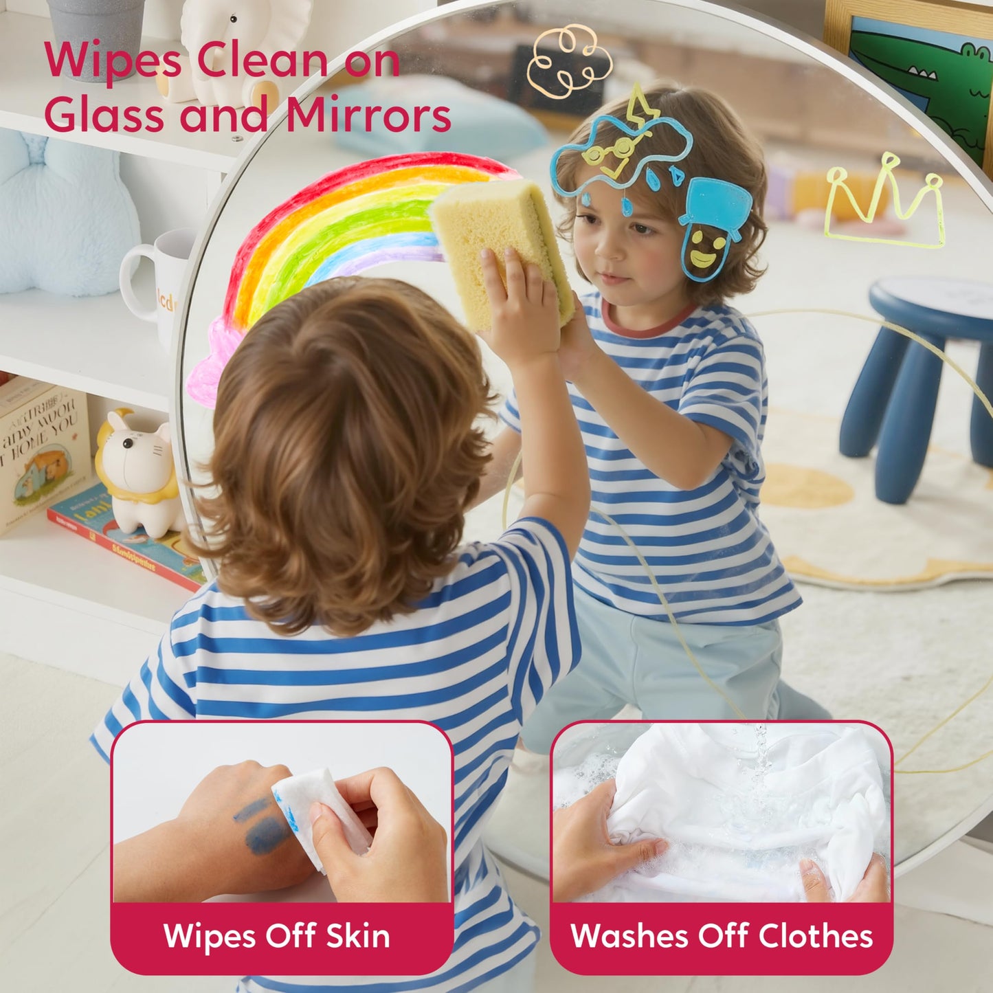 SYNCFUN 24 Pcs Twistable Silky Window Crayons – Washable, Non-Toxic, Mess-Free Art Supplies for Kids 3+