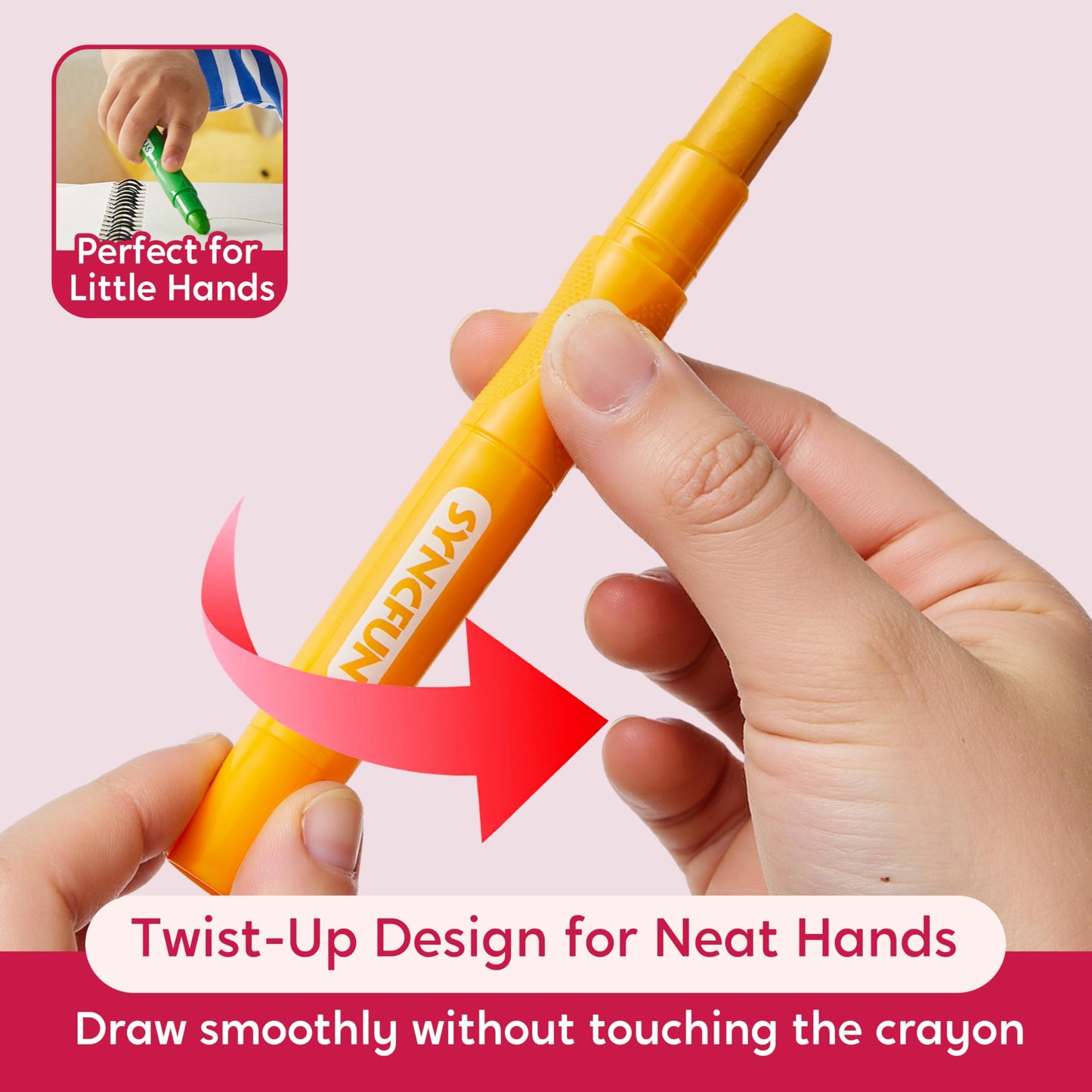 SYNCFUN Twistable Silky Crayons – 24 Pcs Washable, Non-Toxic, Mess-Free for Kids 3+