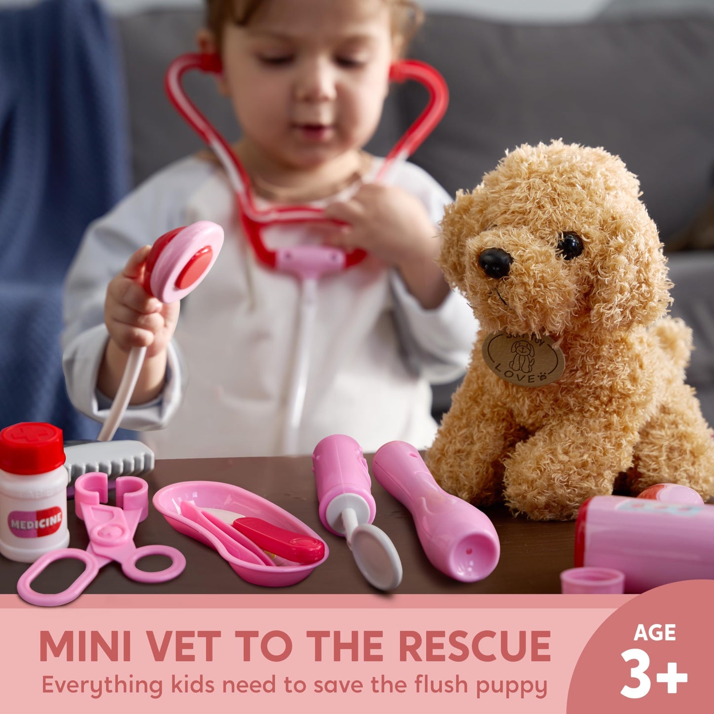 SYNCFUN Doctor Kit for Girls – 22-Piece Vet Playset with Stethoscope & Accessories