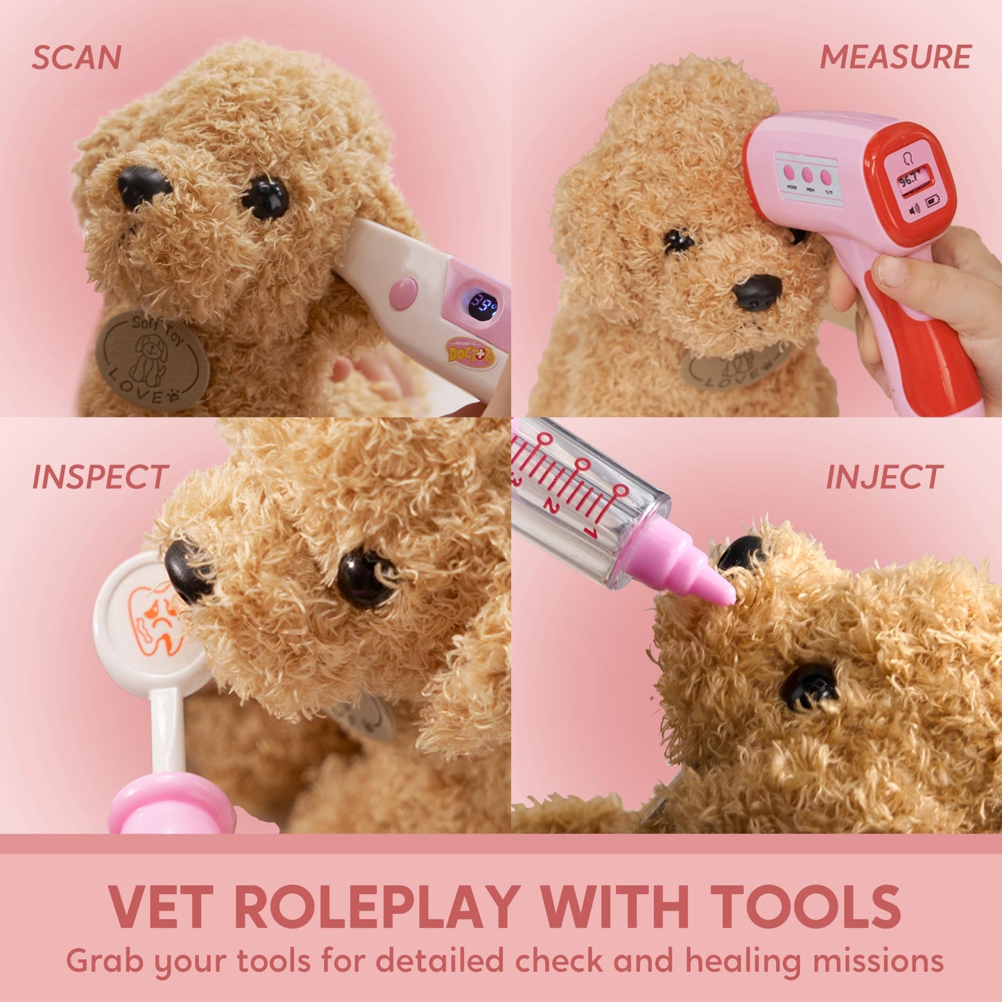 SYNCFUN Doctor Kit for Girls – 22-Piece Vet Playset with Stethoscope & Accessories