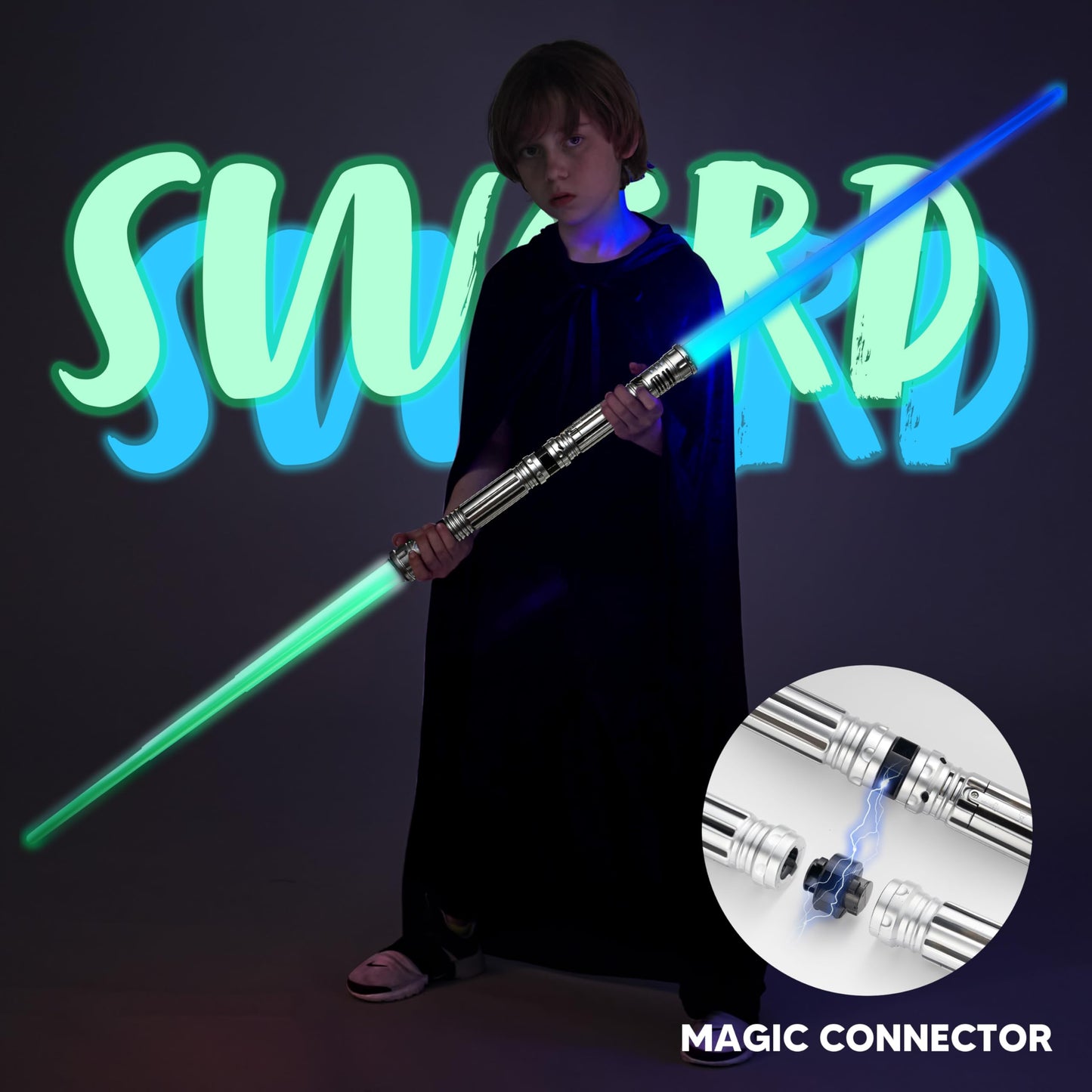 SYNCFUN 2-Pack: 7 Colors Light Up Swords with Motion FX Sound – Extendable LED