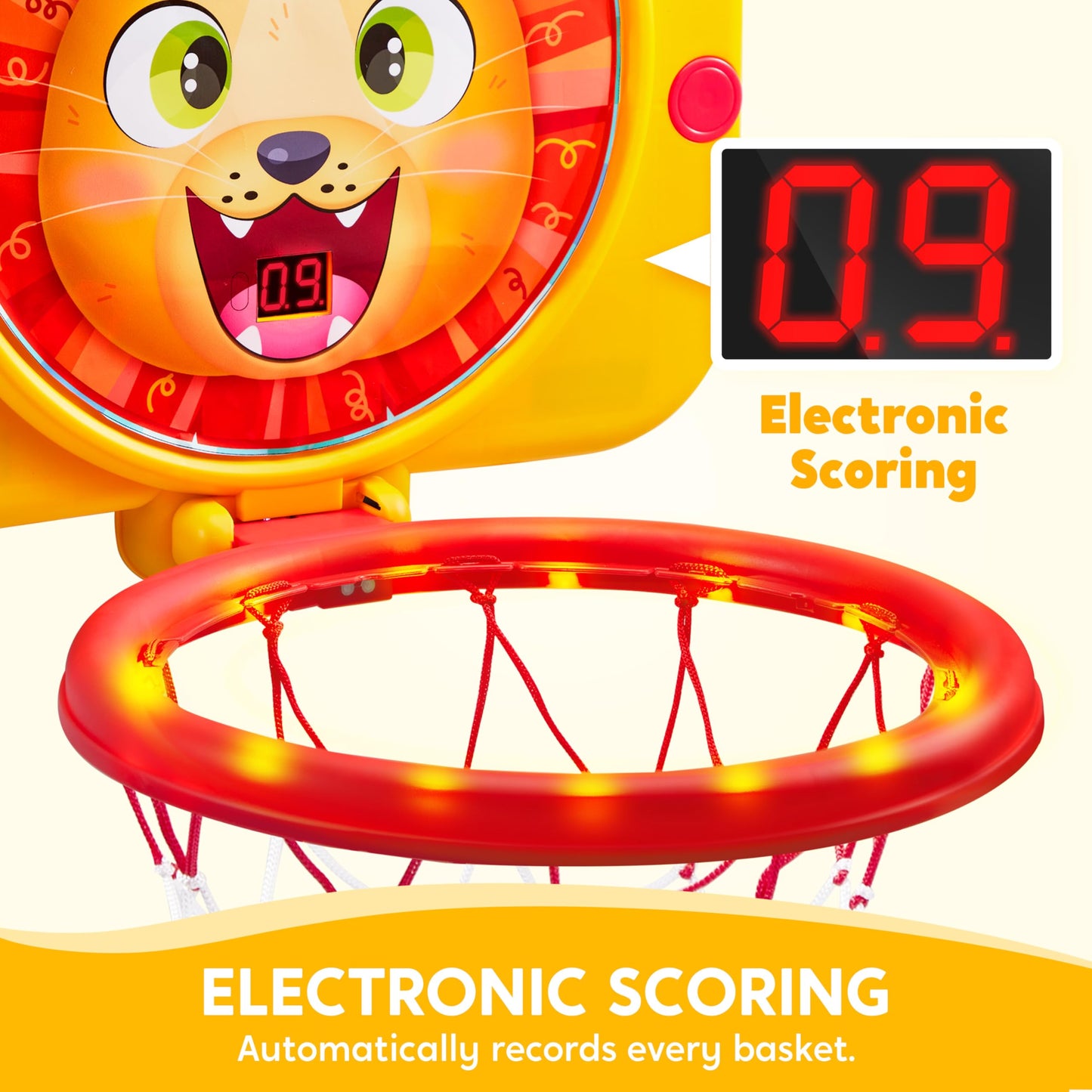 SYNCFUN Mini Basketball Hoop LED Scoring – Adjustable Indoor Hoop with 2 Balls