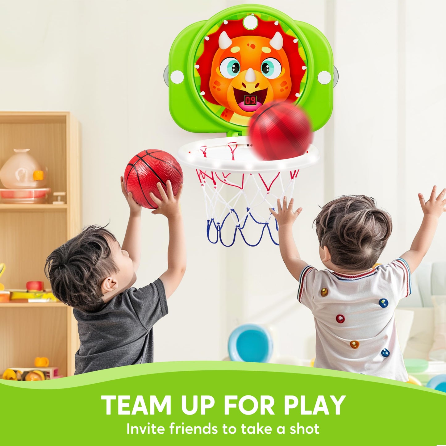 SYNCFUN Mini Basketball Hoop with LED Scoring – Adjustable Indoor Hoop, Includes 2 Balls (Ages 18 Months+)