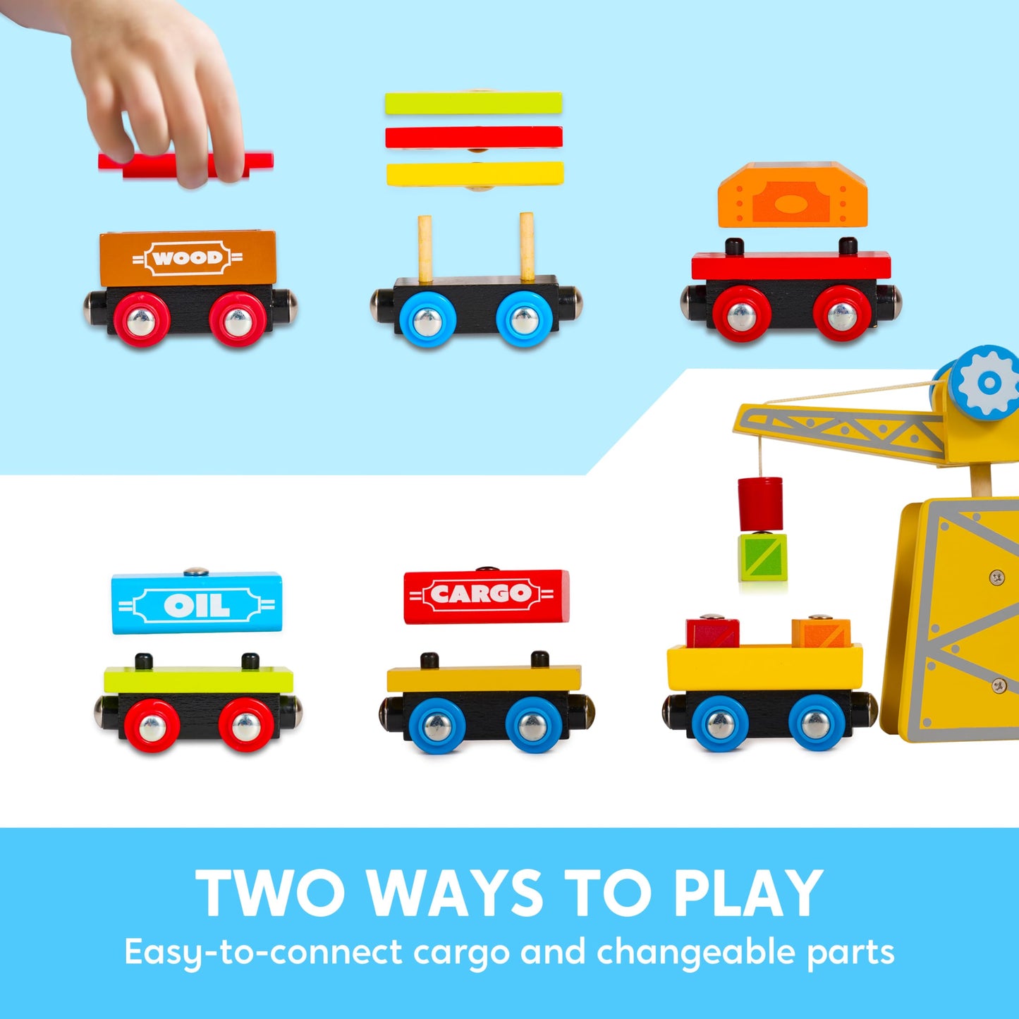 SyncFun Montessori Wooden Train Toy Set – 12 Magnetic Cars + Storage Gift Box (Ages 2-8)