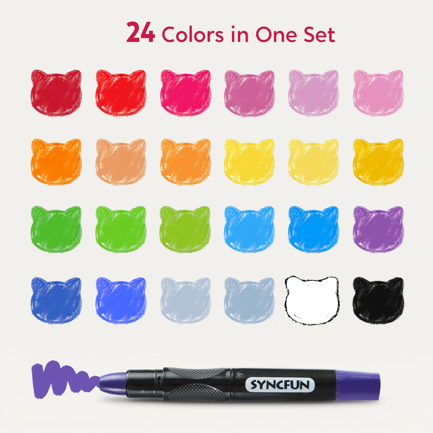 SYNCFUN 24 Pcs Twistable Silky Window Crayons – Washable, Non-Toxic, Mess-Free Art Supplies for Kids 3+