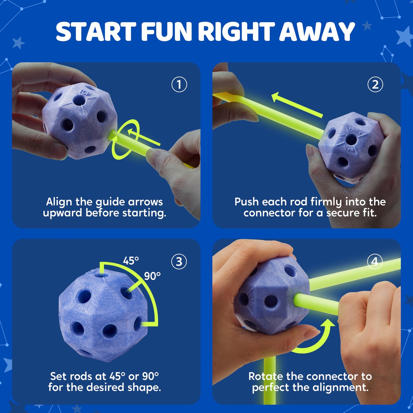 SYNCFUN Glow Fort Building Kit | Glow-in-the-Dark Castles & Tunnels for Kids Aged 3-12