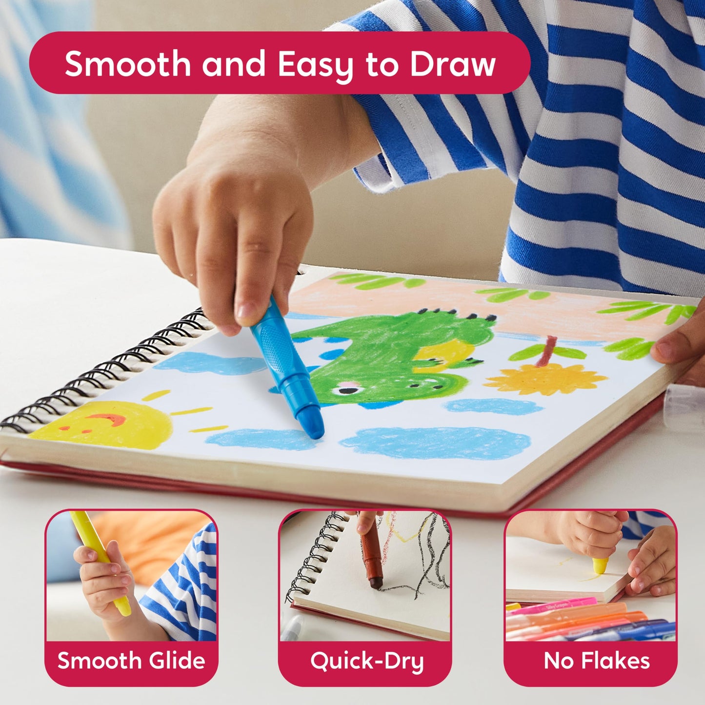 SYNCFUN Twistable Silky Crayons – 24 Pcs Washable, Non-Toxic, Mess-Free for Kids 3+
