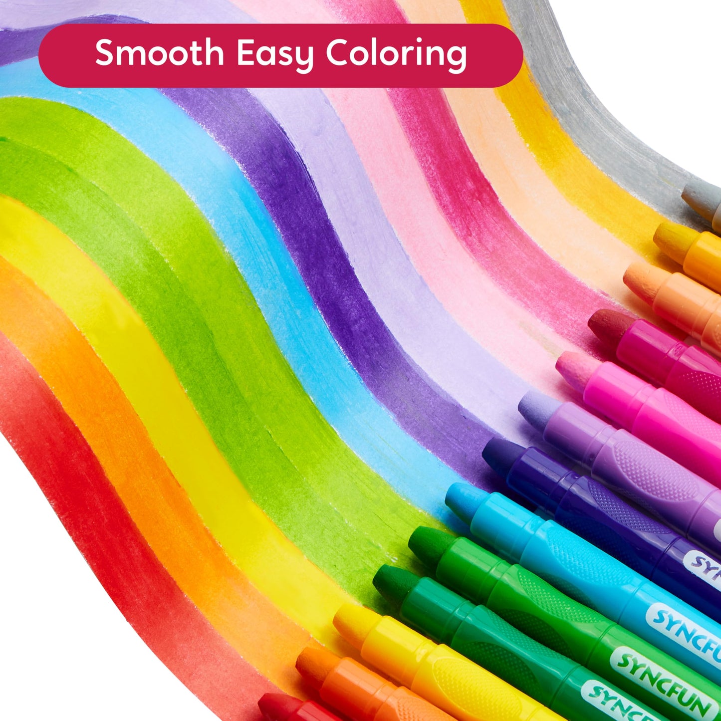 SYNCFUN Twistable Silky Crayons – 24 Pcs Washable, Non-Toxic, Mess-Free for Kids 3+