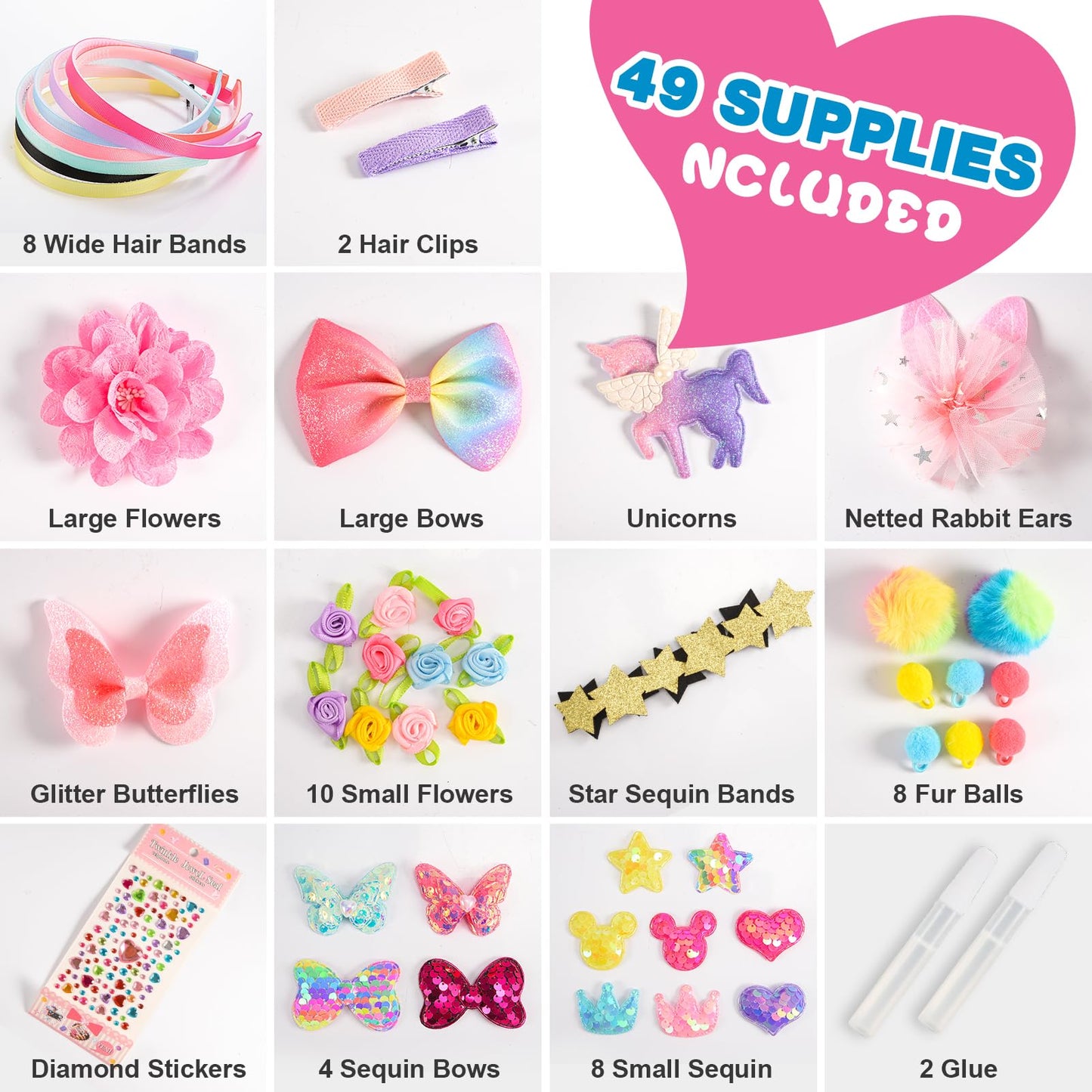 SYOKZEY Hair Accessories Headband Craft Kit – 49-Piece DIY for Girls 3-12