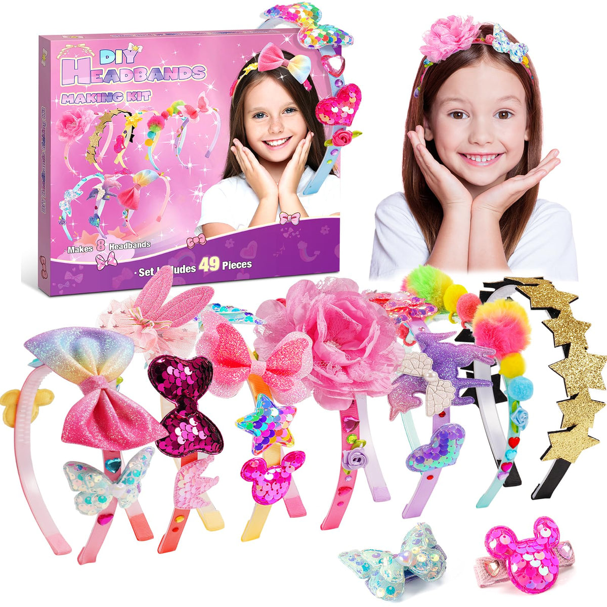 SYOKZEY Hair Accessories Headband Craft Kit – 49-Piece DIY for Girls 3-12
