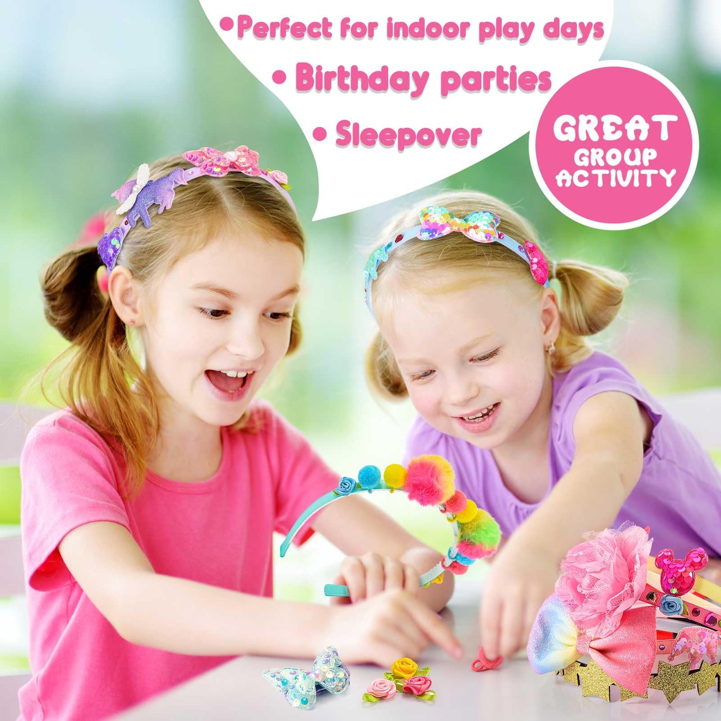 SYOKZEY Hair Accessories Headband Craft Kit – 49-Piece DIY for Girls 3-12