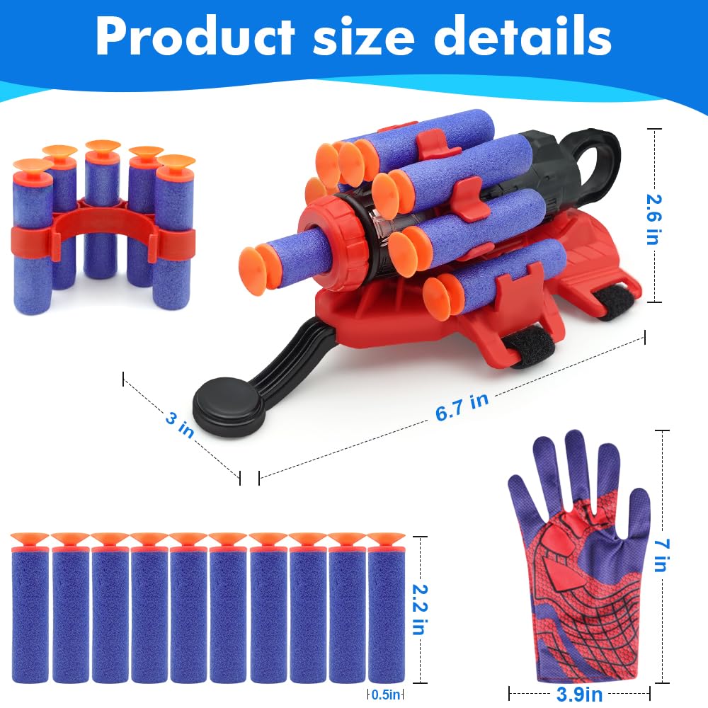 Syryia Spider Web Shooters with Gloves – Wrist Launcher Toy Set for Kids