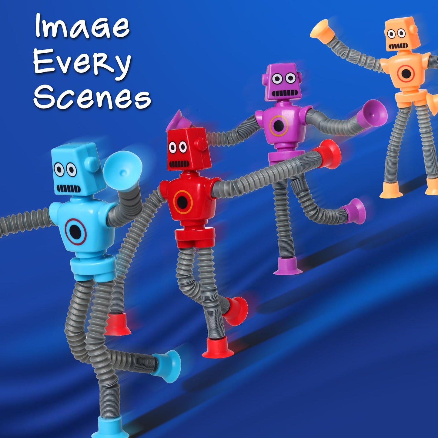 SYSAMA 4 Pcs Telescopic Suction Cup Robot Toy – Fidget & Sensory Toys for Kids (Ages 3–8) Easter Gift