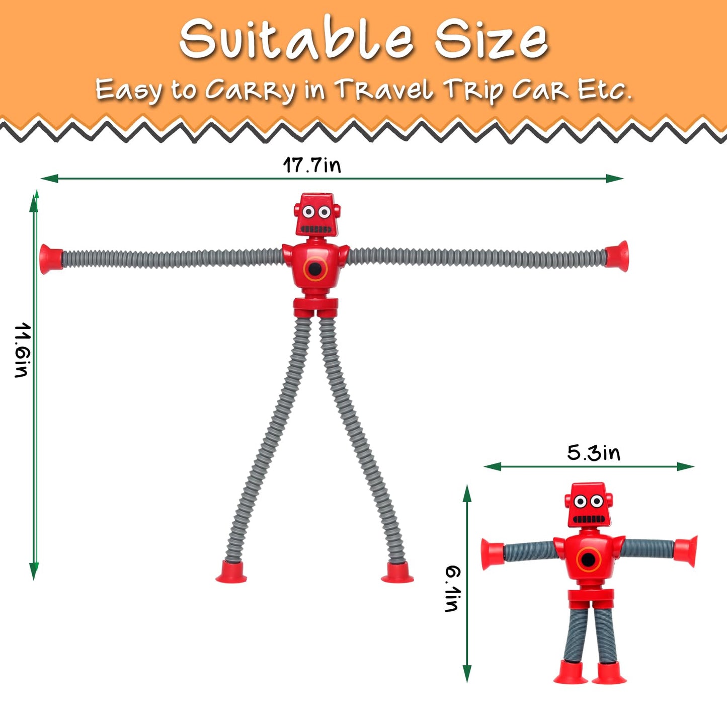 SYSAMA 4 Pcs Telescopic Suction Cup Robot Toy – Fidget & Sensory Toys for Kids (Ages 3–8) Easter Gift
