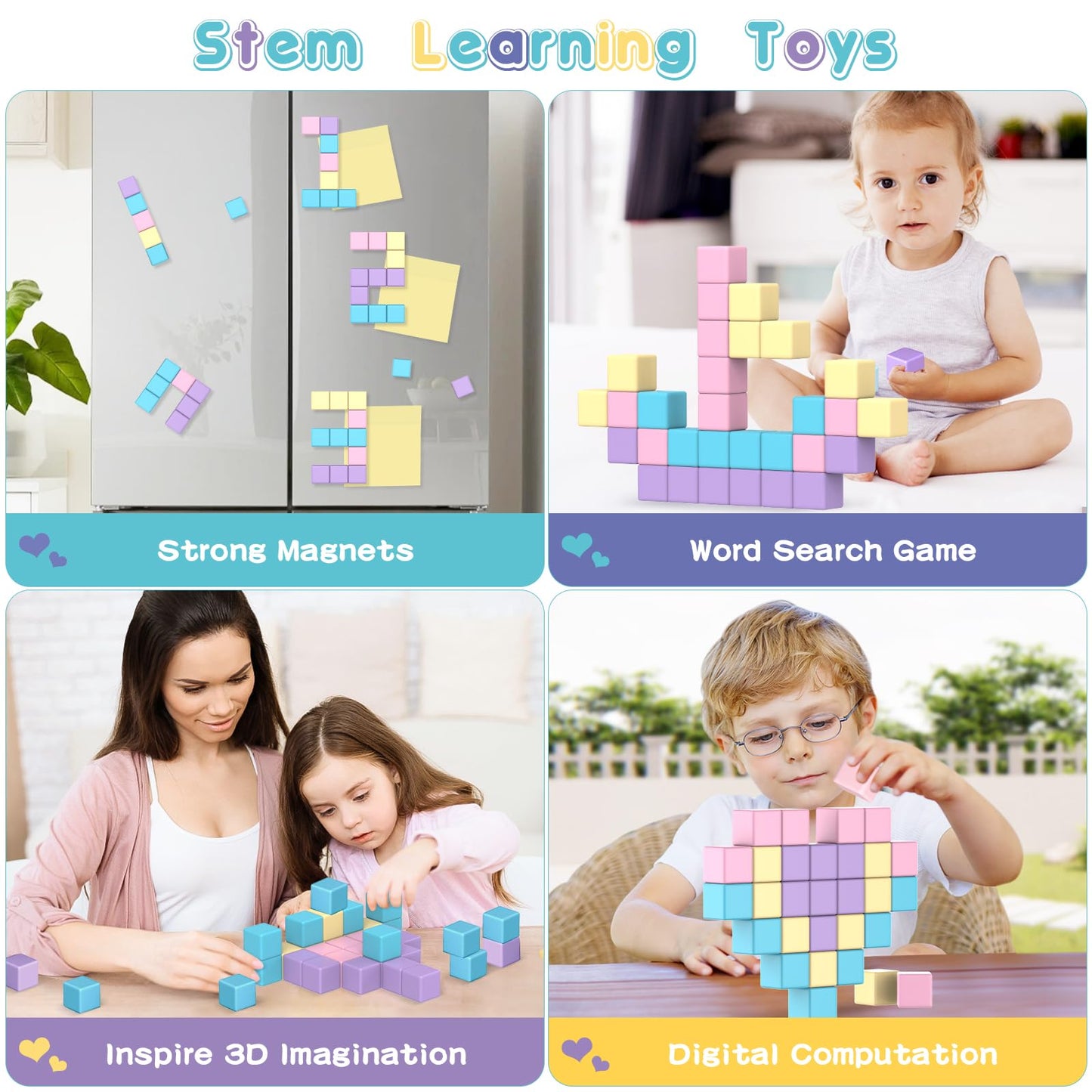 SYSKENI Macaron Magnetic Blocks — 3D STEM Toys for Toddlers