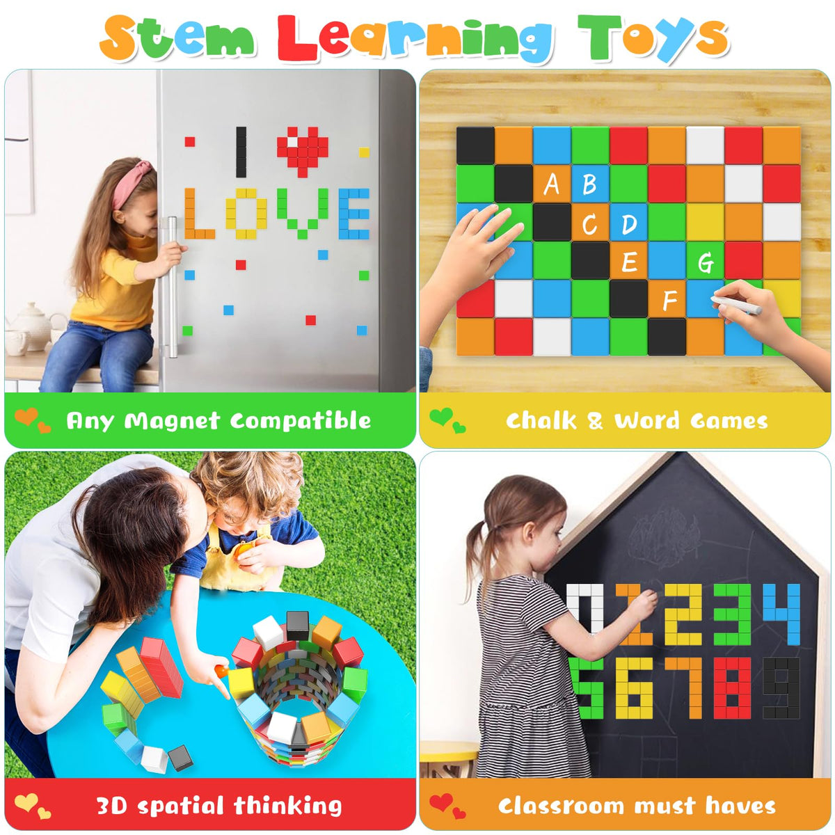 SYSKENI Magnetic Blocks - 56-Piece STEM Montessori Toys for Ages 3-8