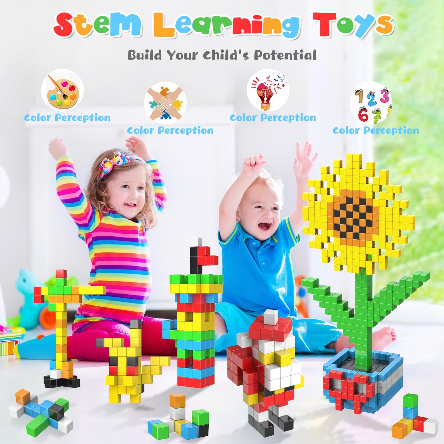 SYSKENI Magnetic Blocks - 56-Piece STEM Montessori Toys for Ages 3-8