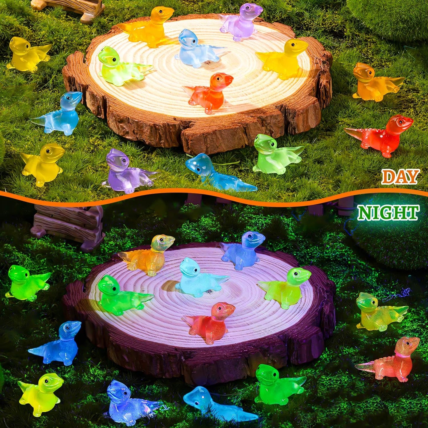 SYWHXY 72PCS Luminous Mini Resin Lizards – Glow in the Dark Tiny Lizards for DIY Moss Gardens & Dollhouses