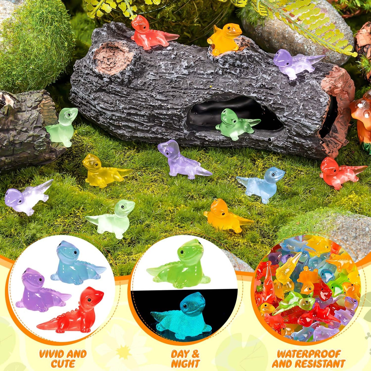 SYWHXY 72PCS Luminous Mini Resin Lizards – Glow in the Dark Tiny Lizards for DIY Moss Gardens & Dollhouses