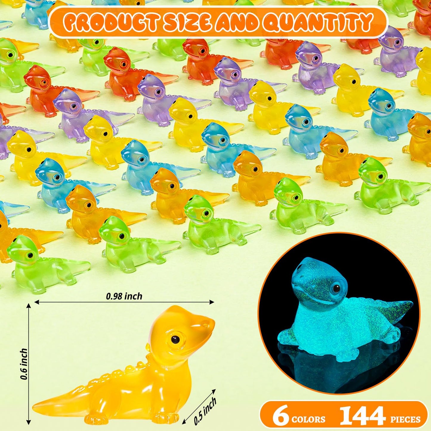 SYWHXY 72PCS Luminous Mini Resin Lizards – Glow in the Dark Tiny Lizards for DIY Moss Gardens & Dollhouses