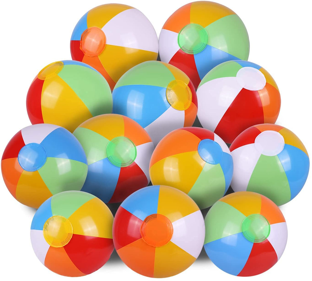 SYZ 12-Inch Beach Balls Bulk (12 Pack) – Inflatable Pool Toys for Kids Parties & Summer Fun