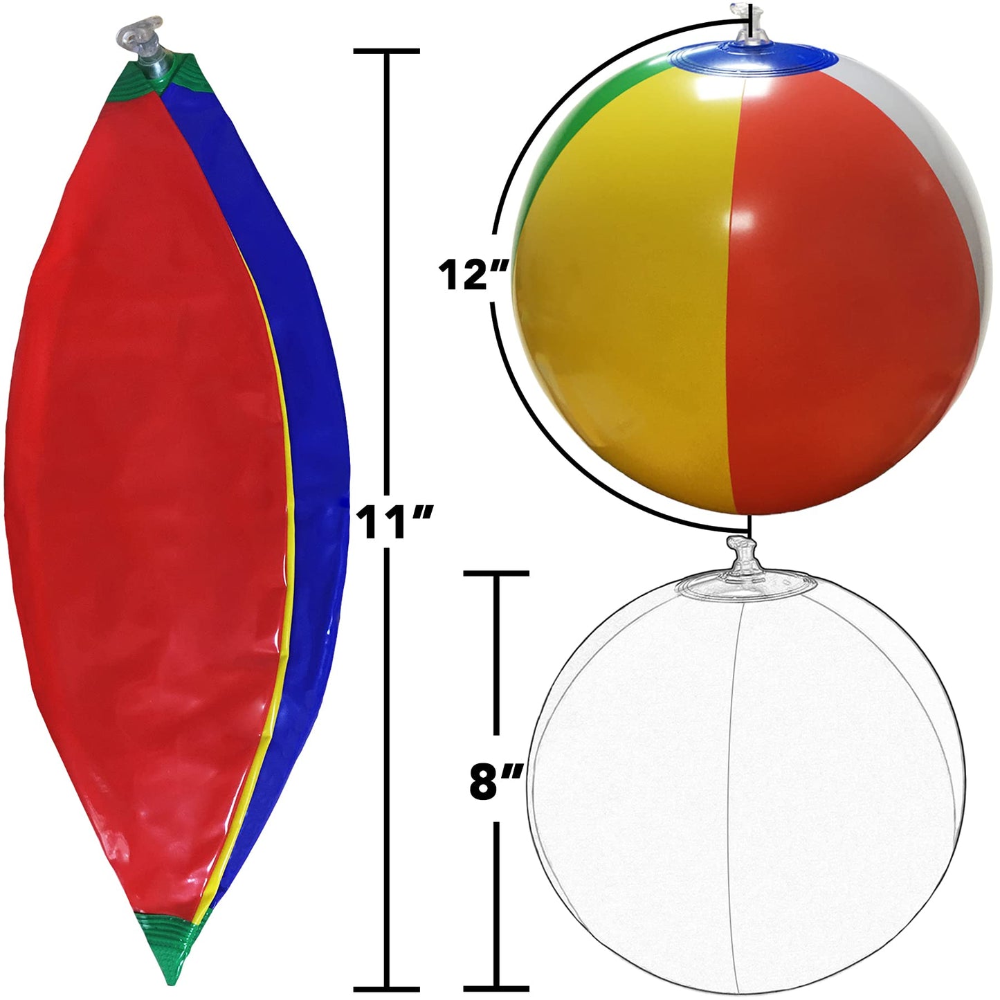 SYZ 12-Inch Beach Balls Bulk (12 Pack) – Inflatable Pool Toys for Kids Parties & Summer Fun