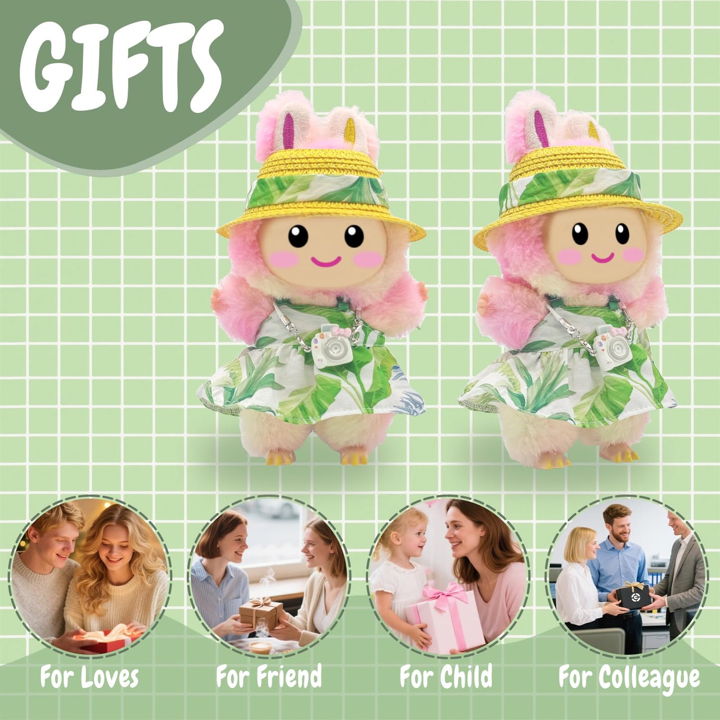 SZC&MFZ Cute 17cm Doll Dress Set – 4Pcs Fashion Designer Outfit for Collectors (Doll Not Included)