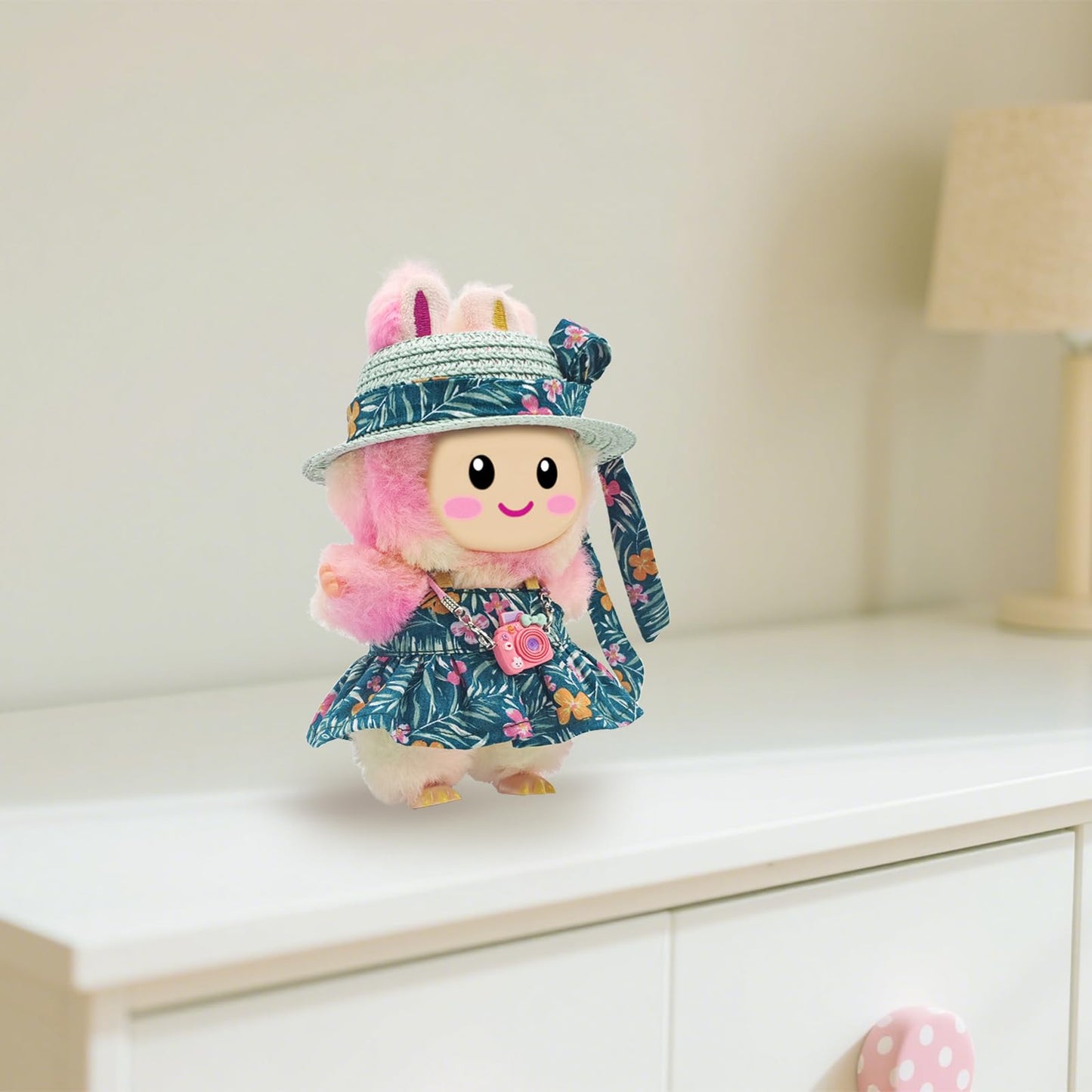SZC&MFZ Cute 17cm Doll Clothes Set – 4-Piece Kawaii Dress Set with Hat, Camera, Silk Scarf & Pendant Accessories