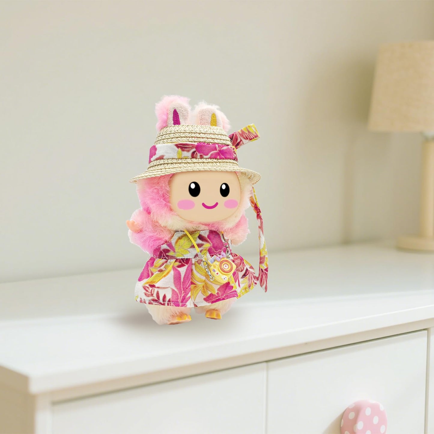 SZC&MFZ Cute 17cm Doll Clothes Set 4Pcs Pink - Dress, Hat, Camera & Accessories